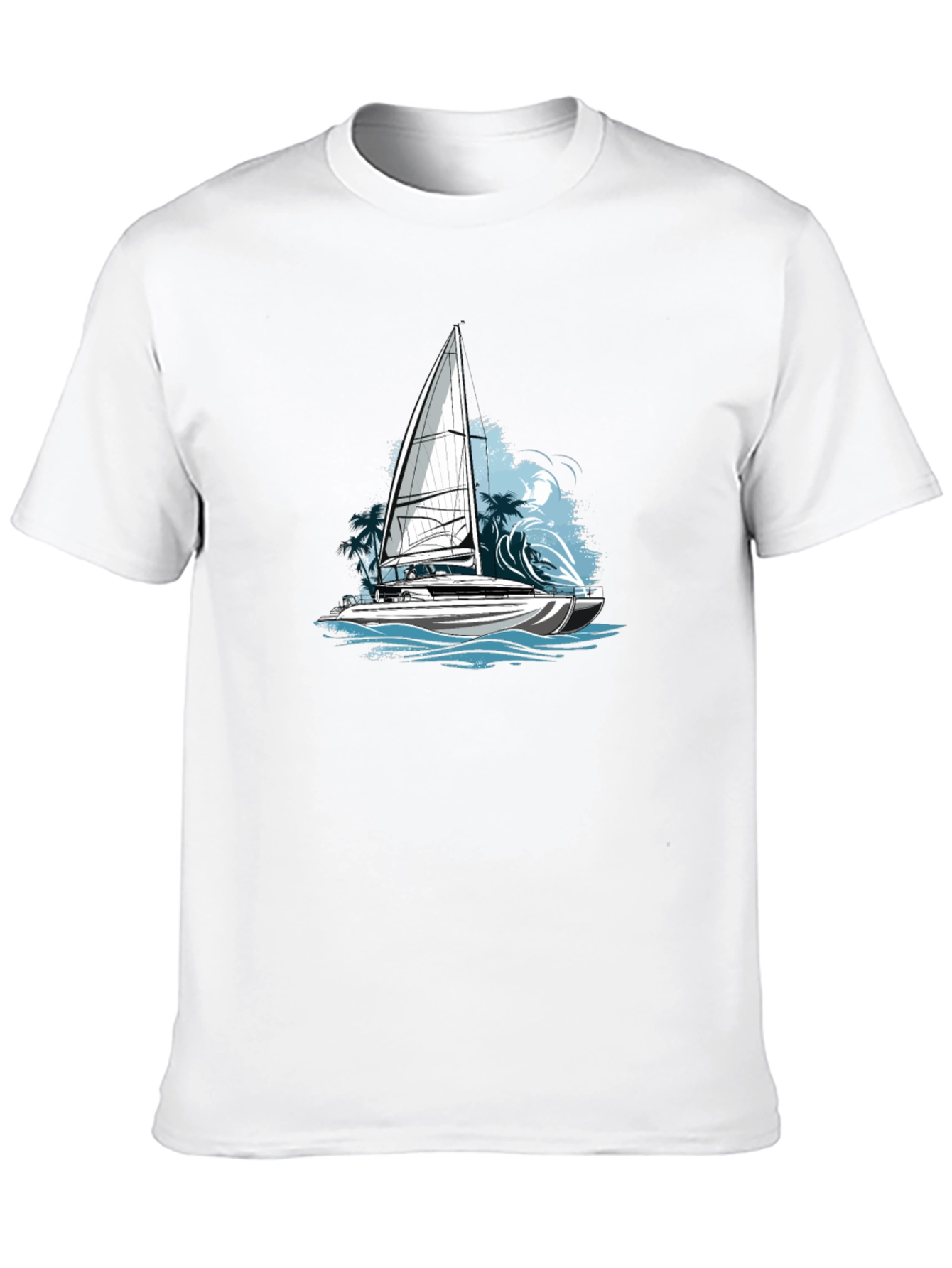 Black Nautical Sailboat Graphic Tee - Black Cotton Blend view 10