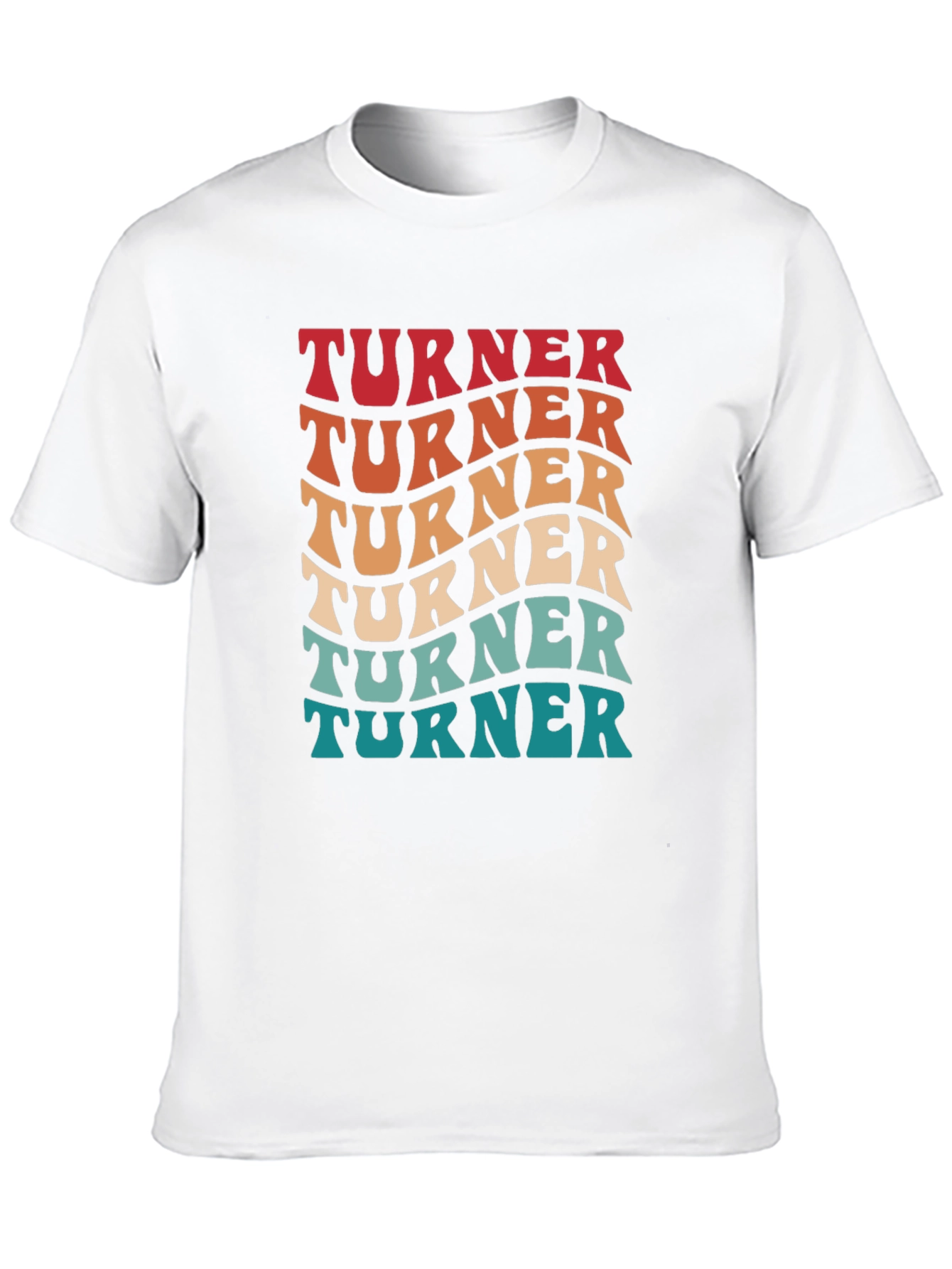 Black Wavy Turner Text Design Tee - Retro Style Shirt view 10