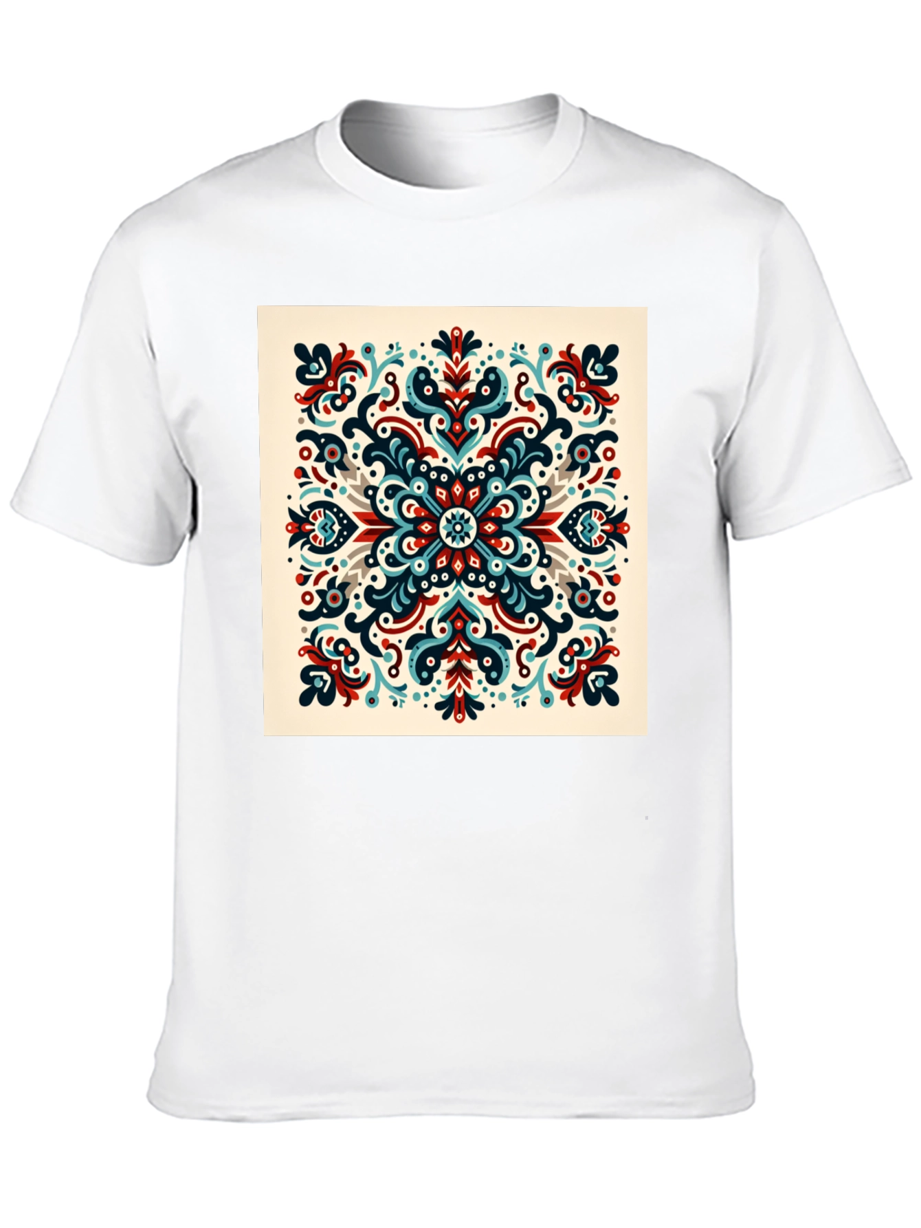 Black Ornamental Mandala Graphic Print Black T-Shirt view 10
