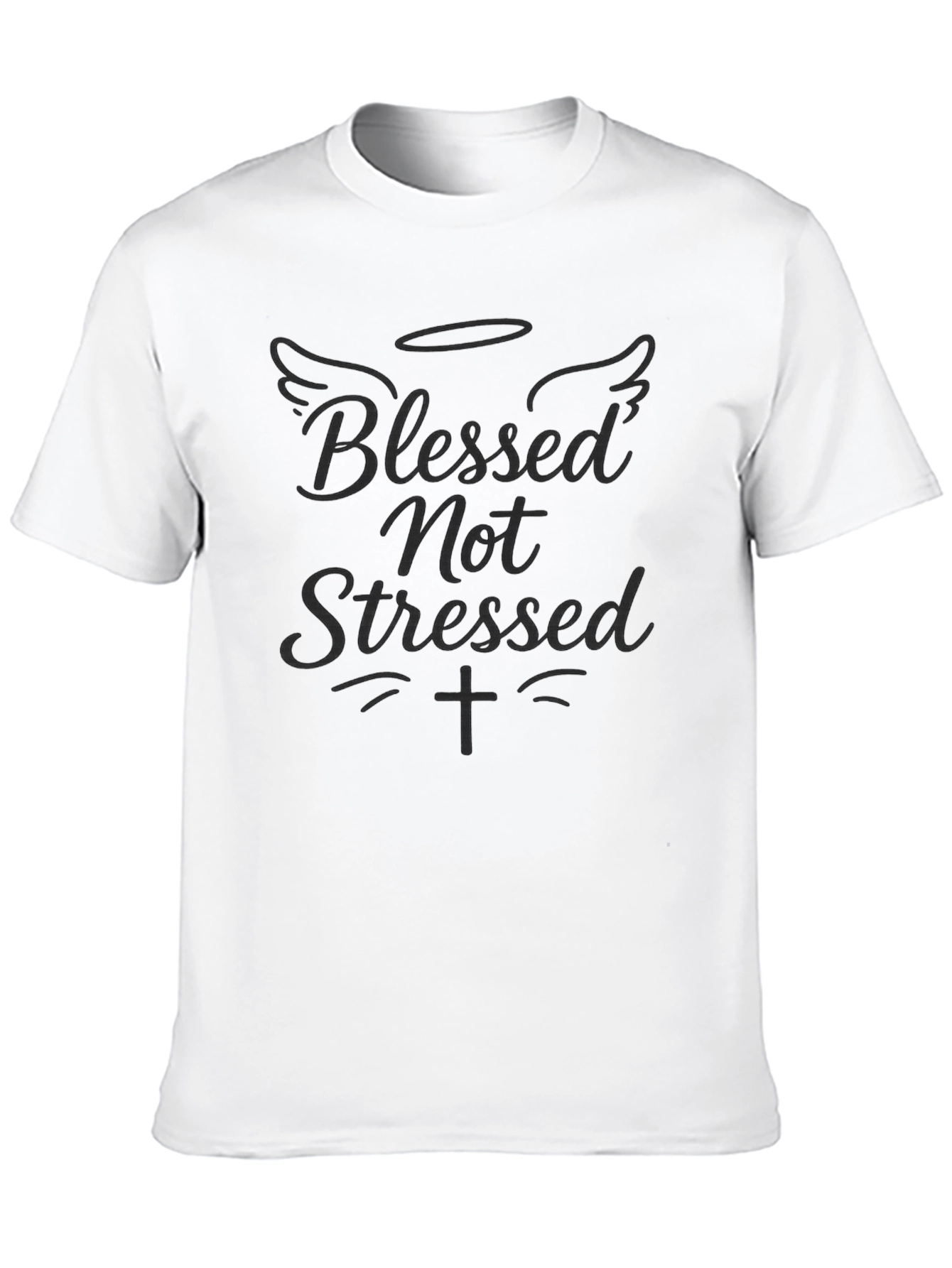 Black Blessed Not Stressed Graphic T-Shirt view 10