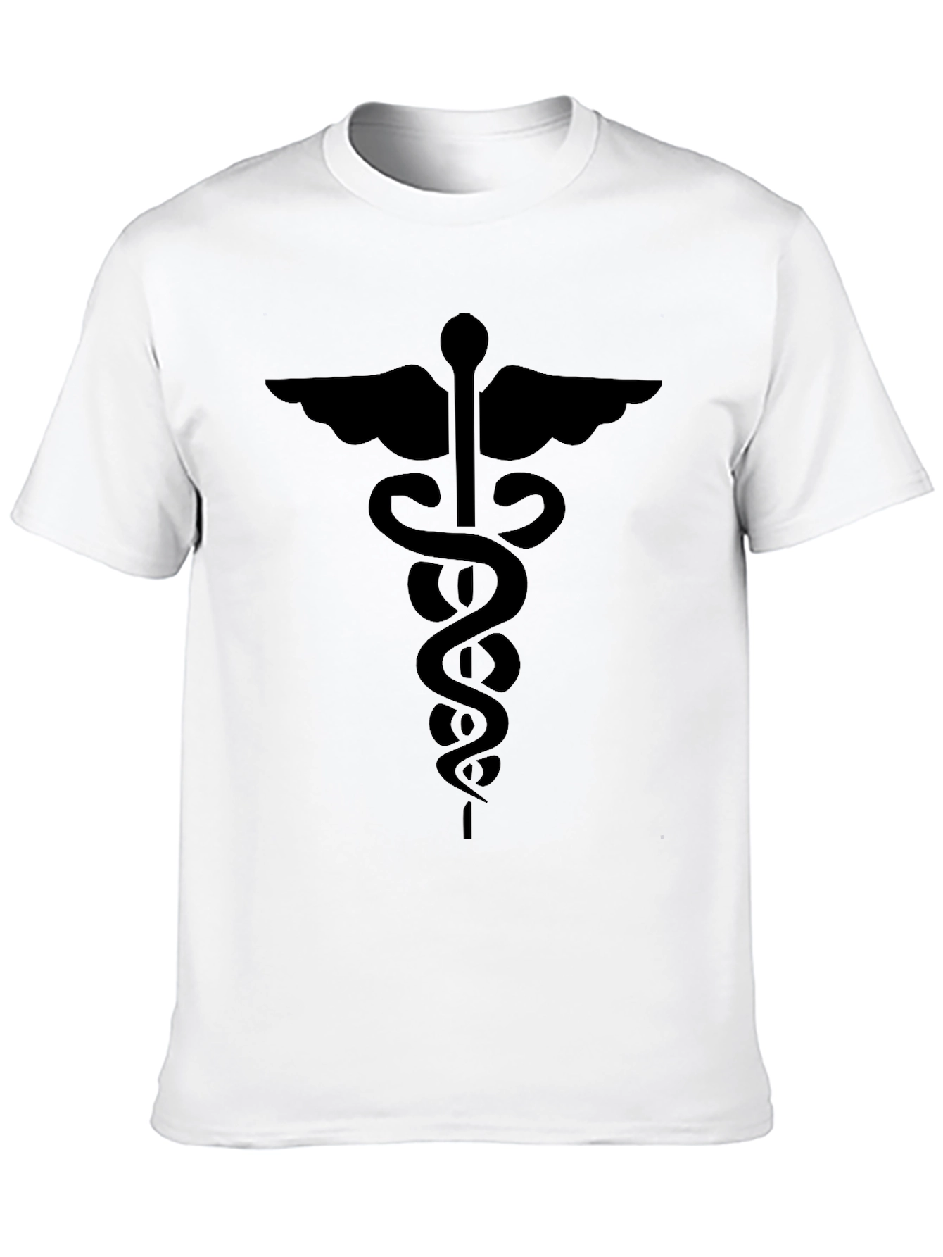 Black Caduceus Symbol Graphic T-Shirt - Black view 10