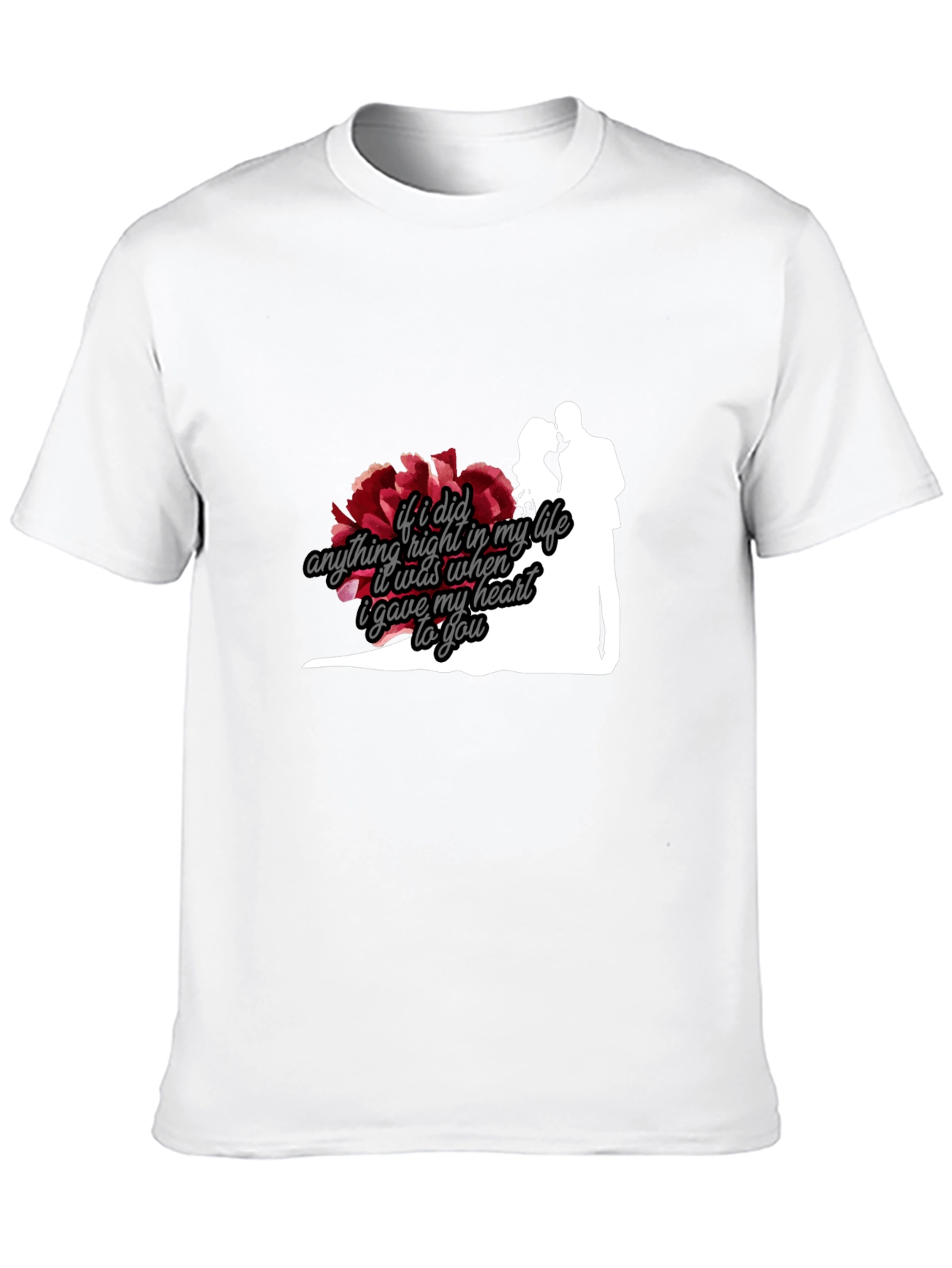 Black Romantic Couple Silhouette T-Shirt view 10