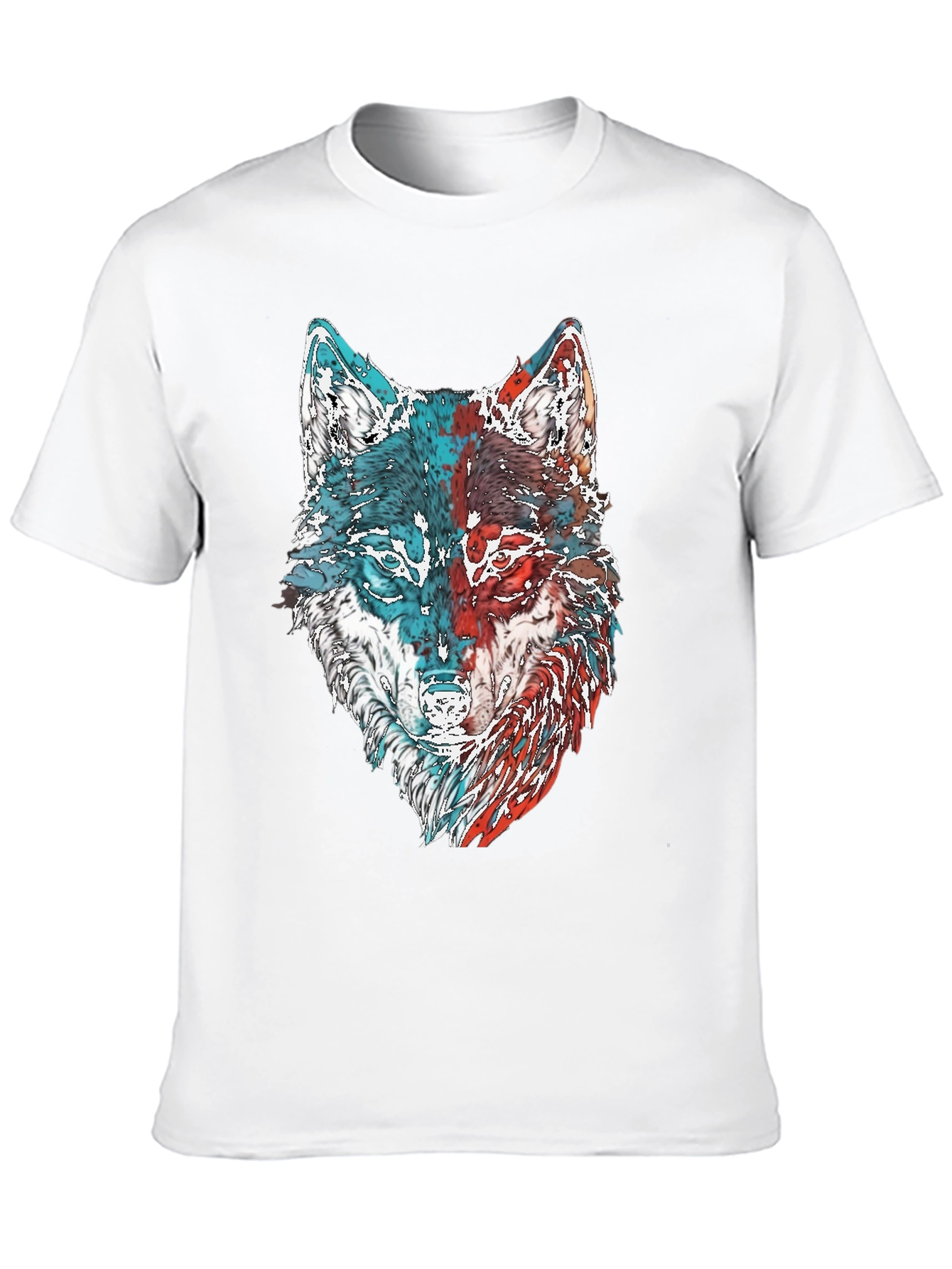 Black Wolf Graphic Print Men's T-Shirt view 10