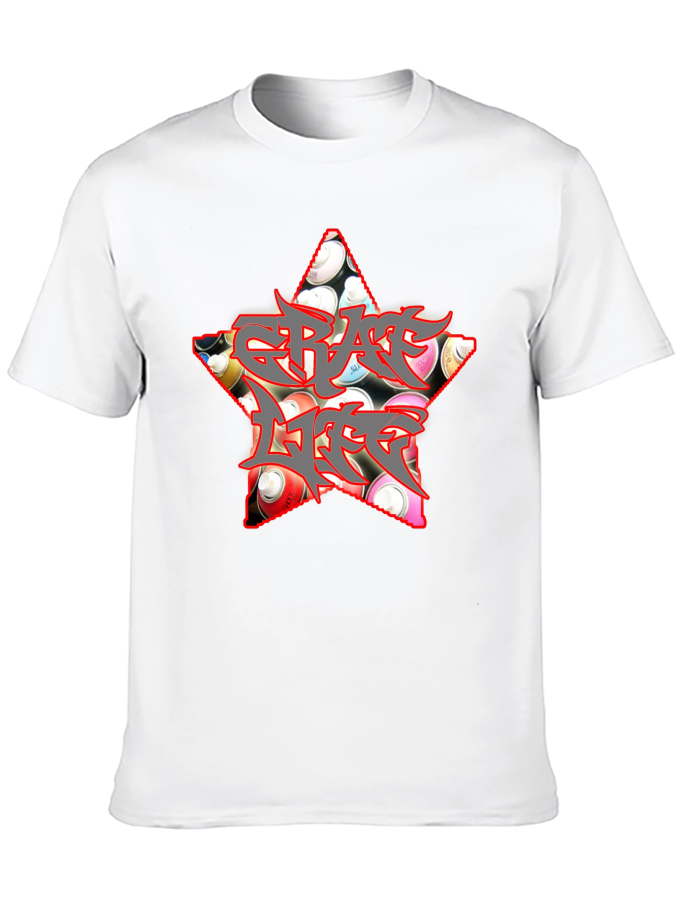 Black Graffiti Life Star T-Shirt - Unique Graphic Tee view 10