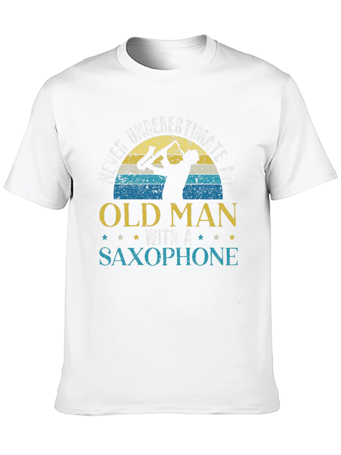 Black Never Underestimate Old Man Saxophone T-Shirt view 10