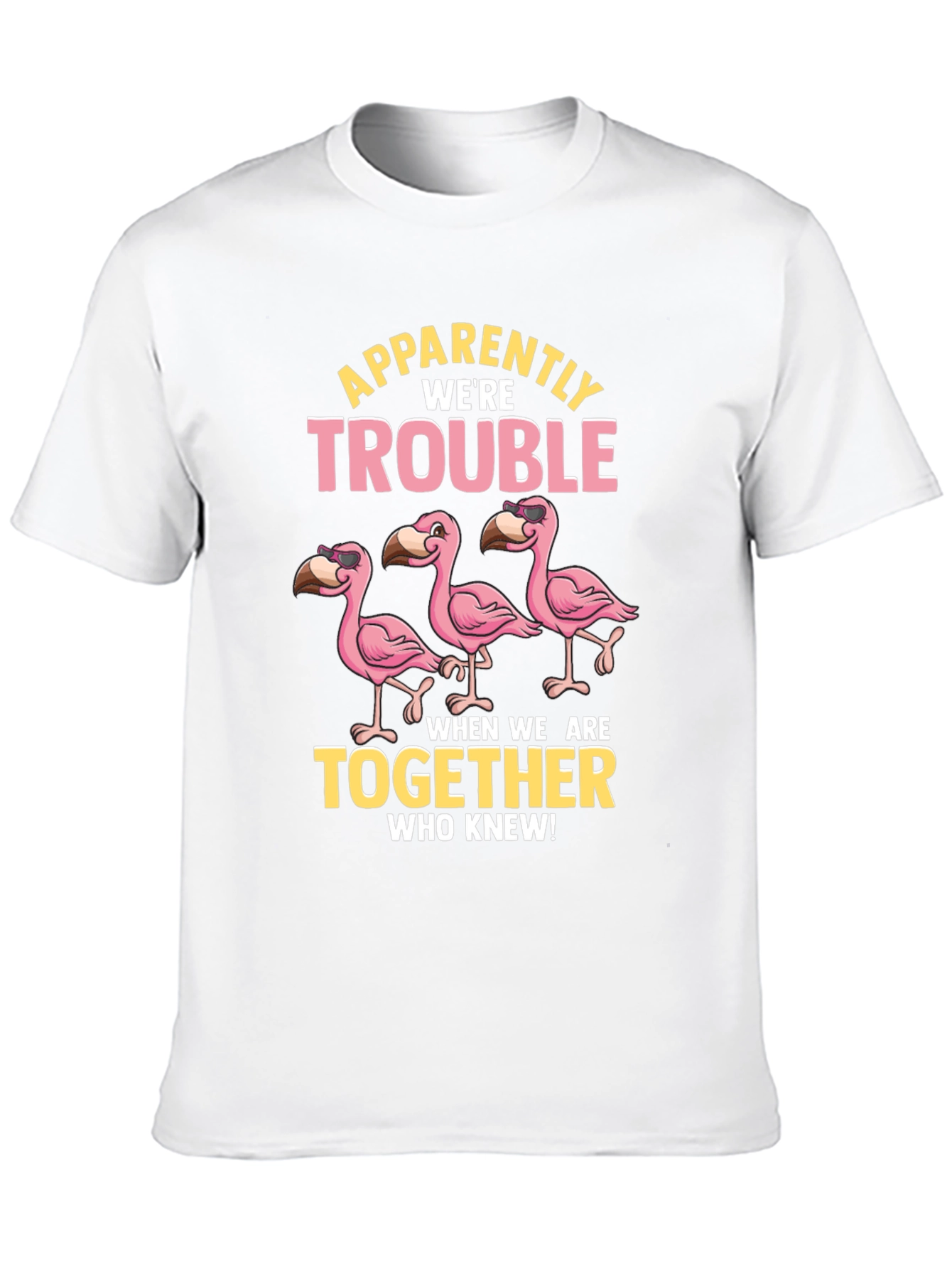 Black Funny Flamingo Trouble T-Shirt view 10