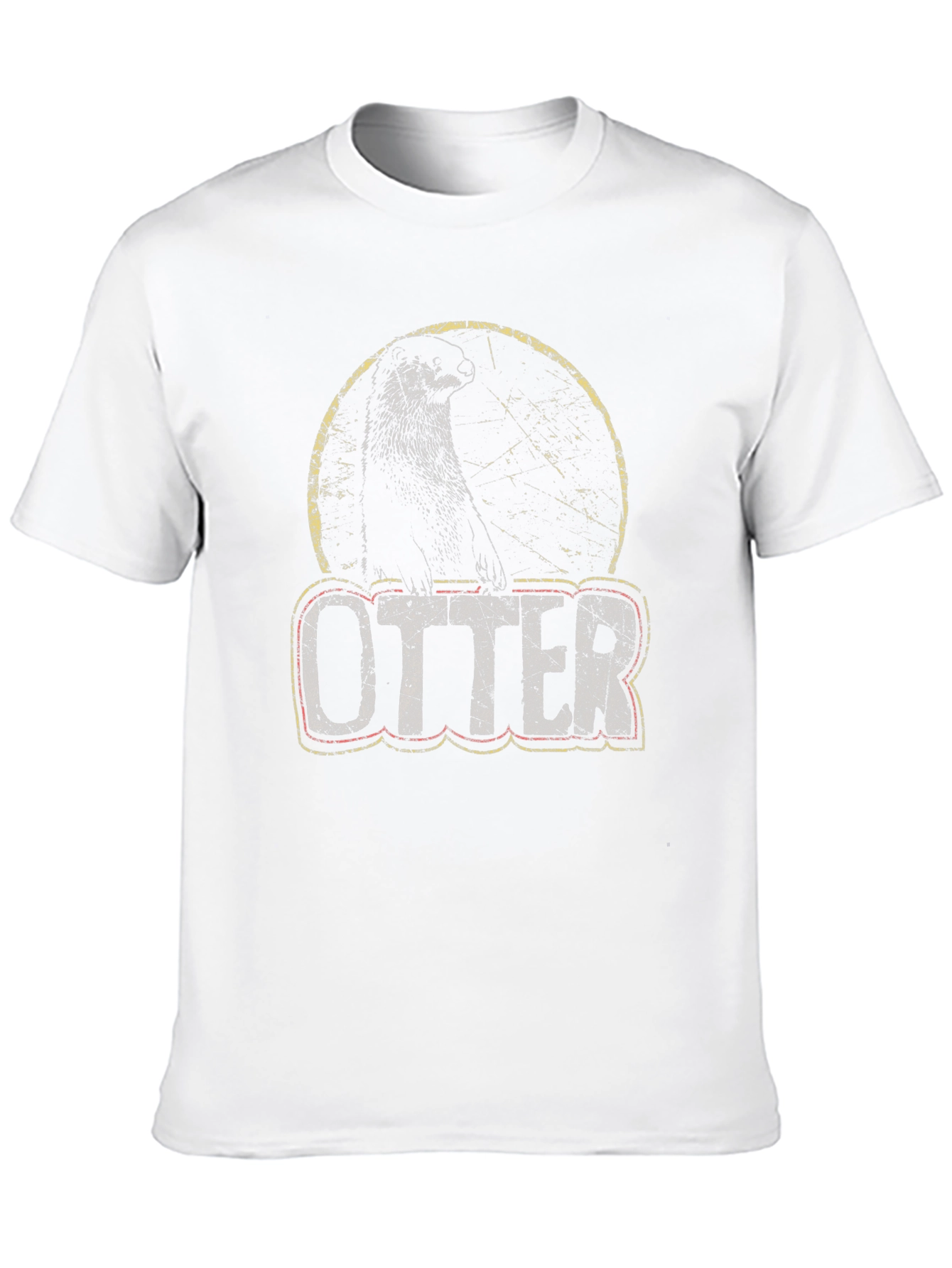 Black Vintage Otter Graphic T-Shirt - Distressed Design view 10