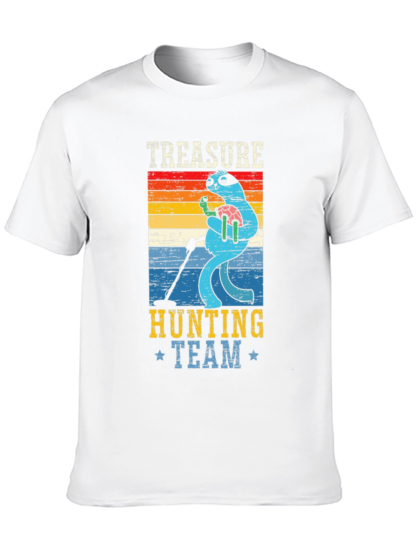 Black Treasure Hunting Team Sloth Graphic T-Shirt view 10