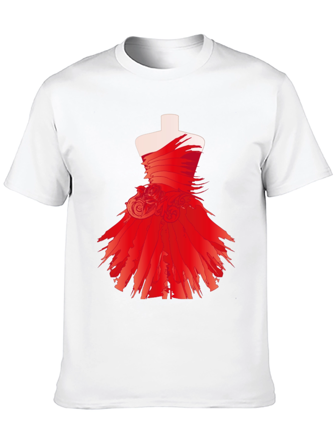 Black Statement Black Tee with Red Dress Design view 10