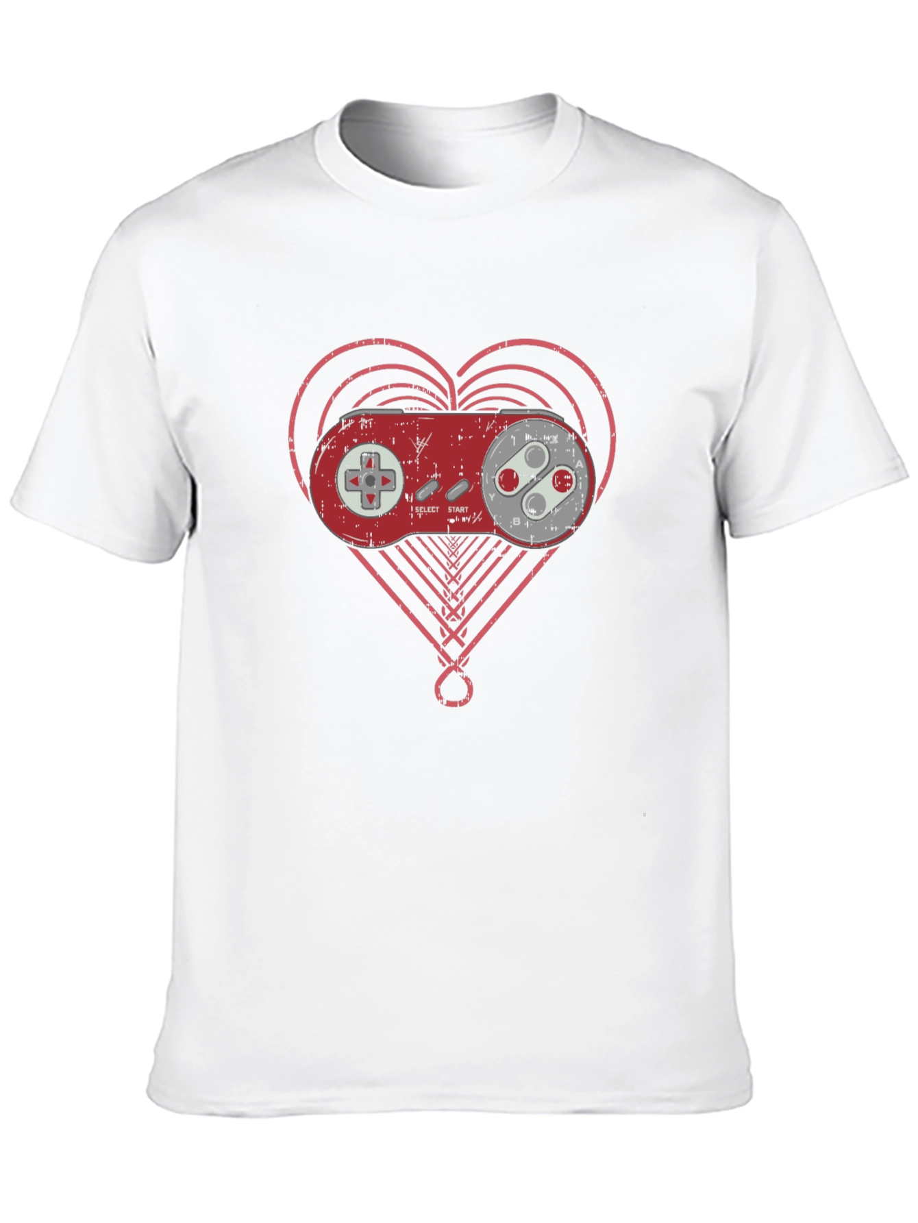 Black Retro Gamer Heart T-Shirt - Black Cotton Tee view 10
