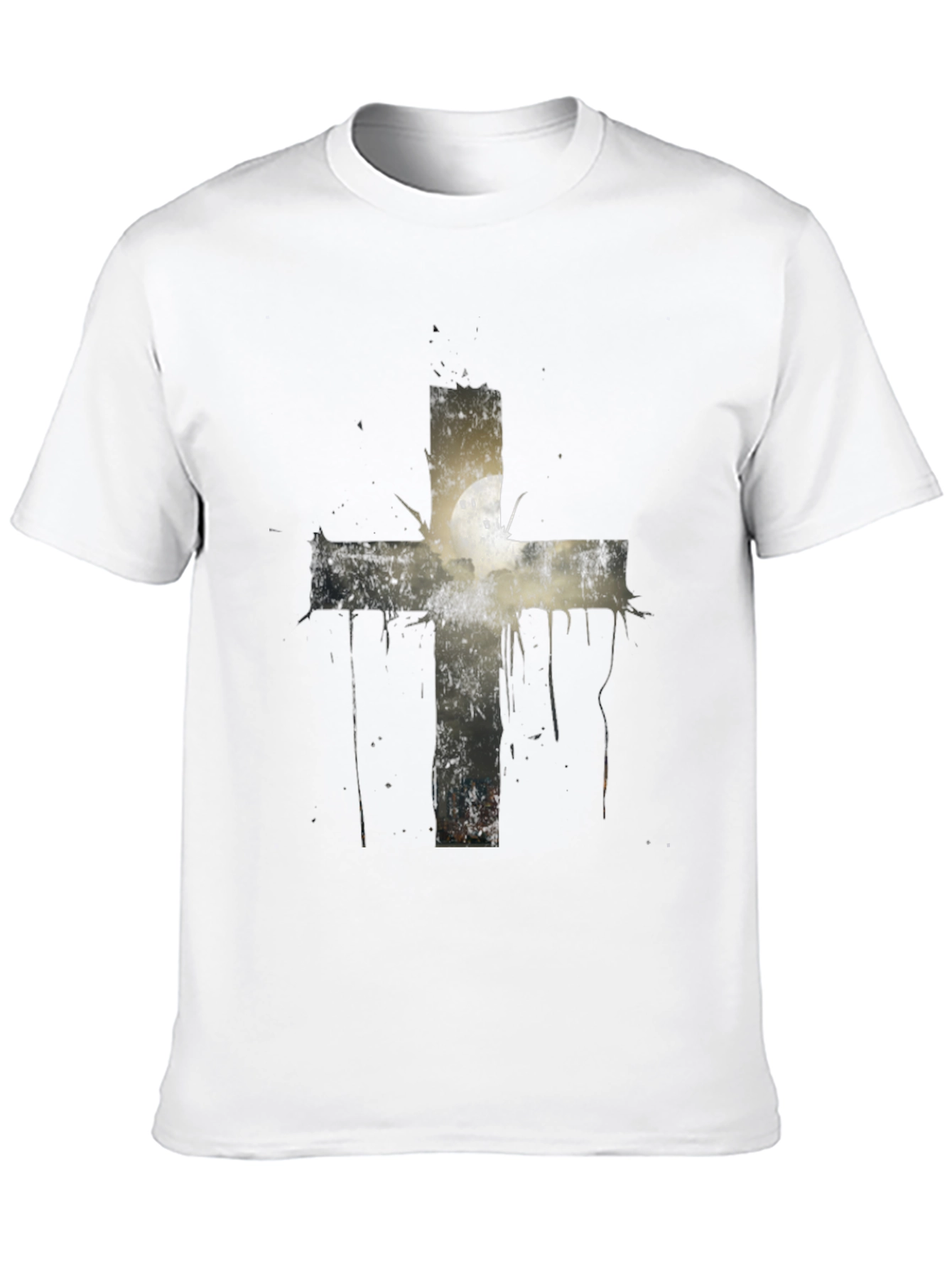 Black Grunge Cross Graphic Print Tee - Black view 10