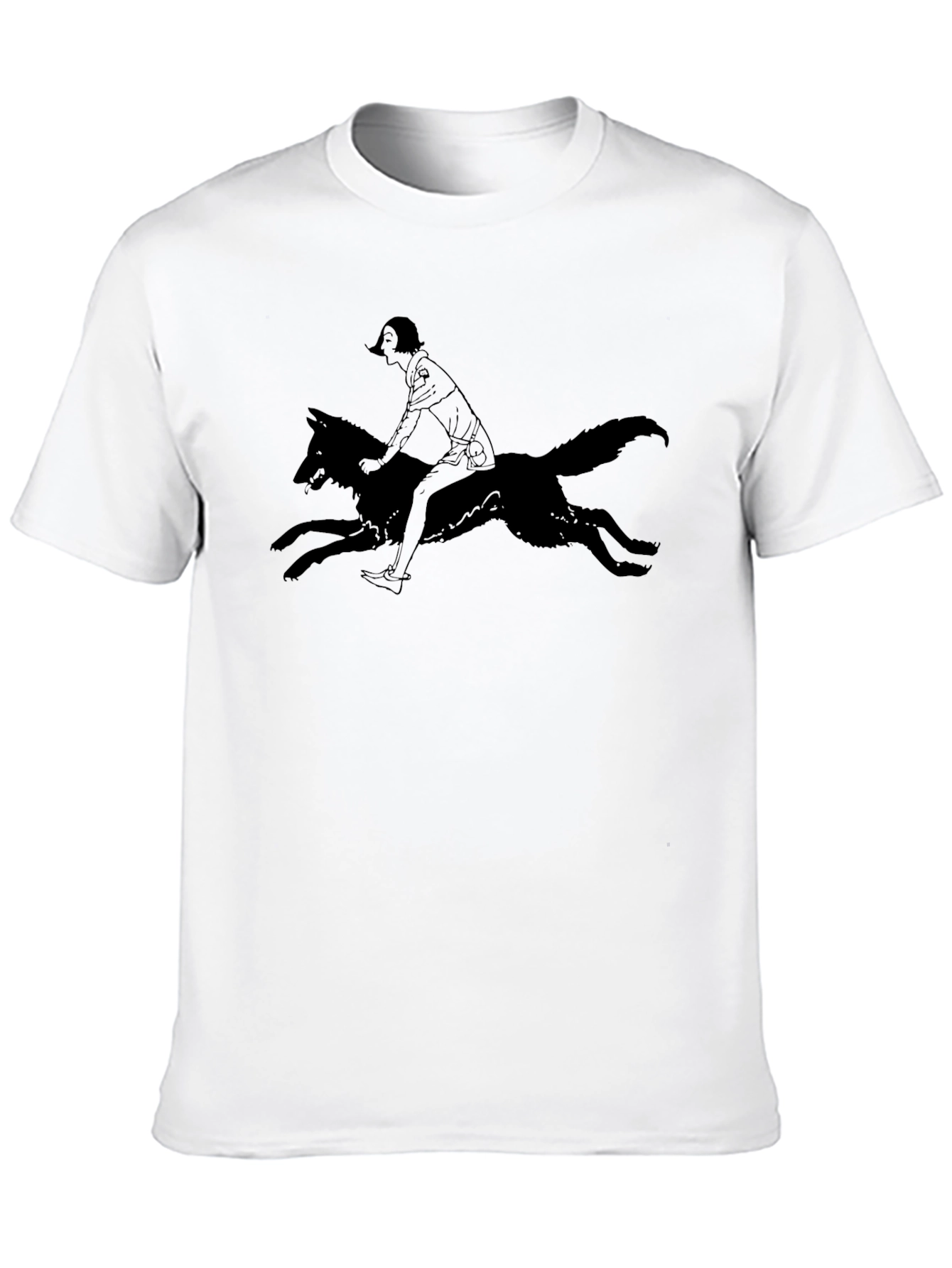 Black Black Tee - Girl Riding Wolf Graphic view 10