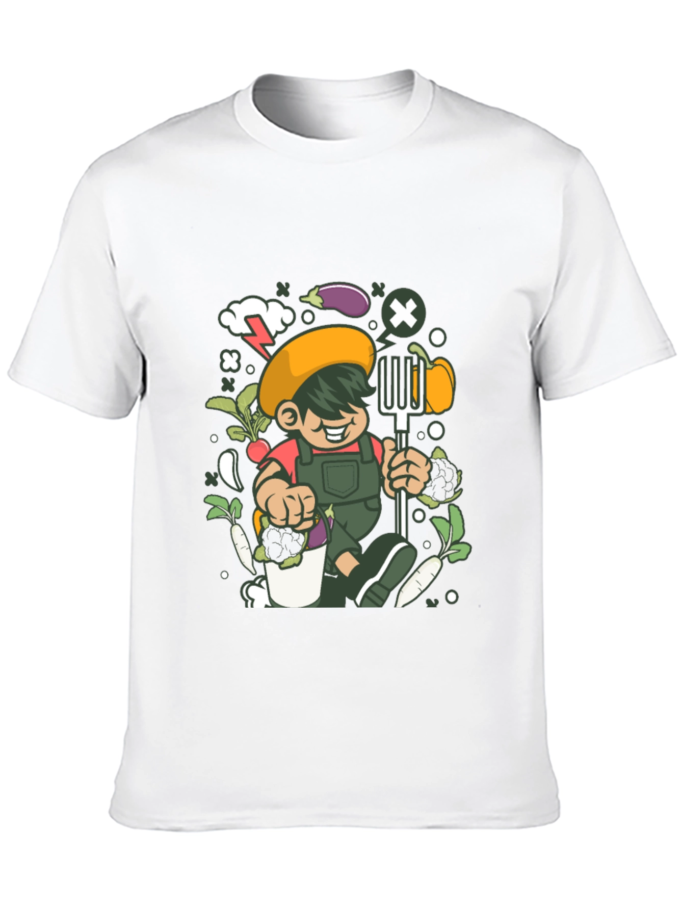 Black Gardener Cartoon T-Shirt, Black Unisex Tee view 10