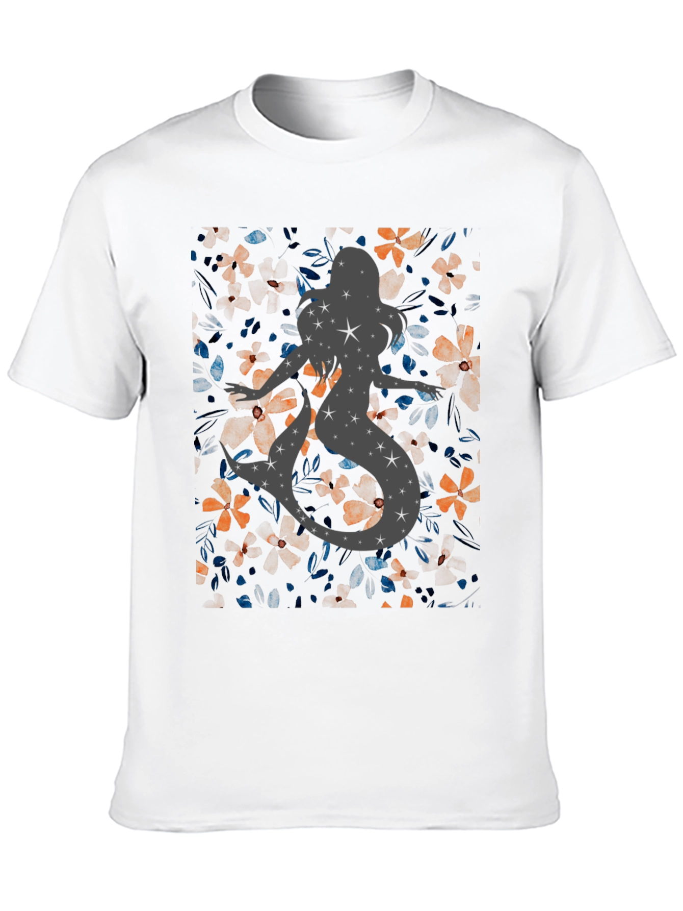 Floral Mermaid Starry Silhouette T-Shirt - 10
