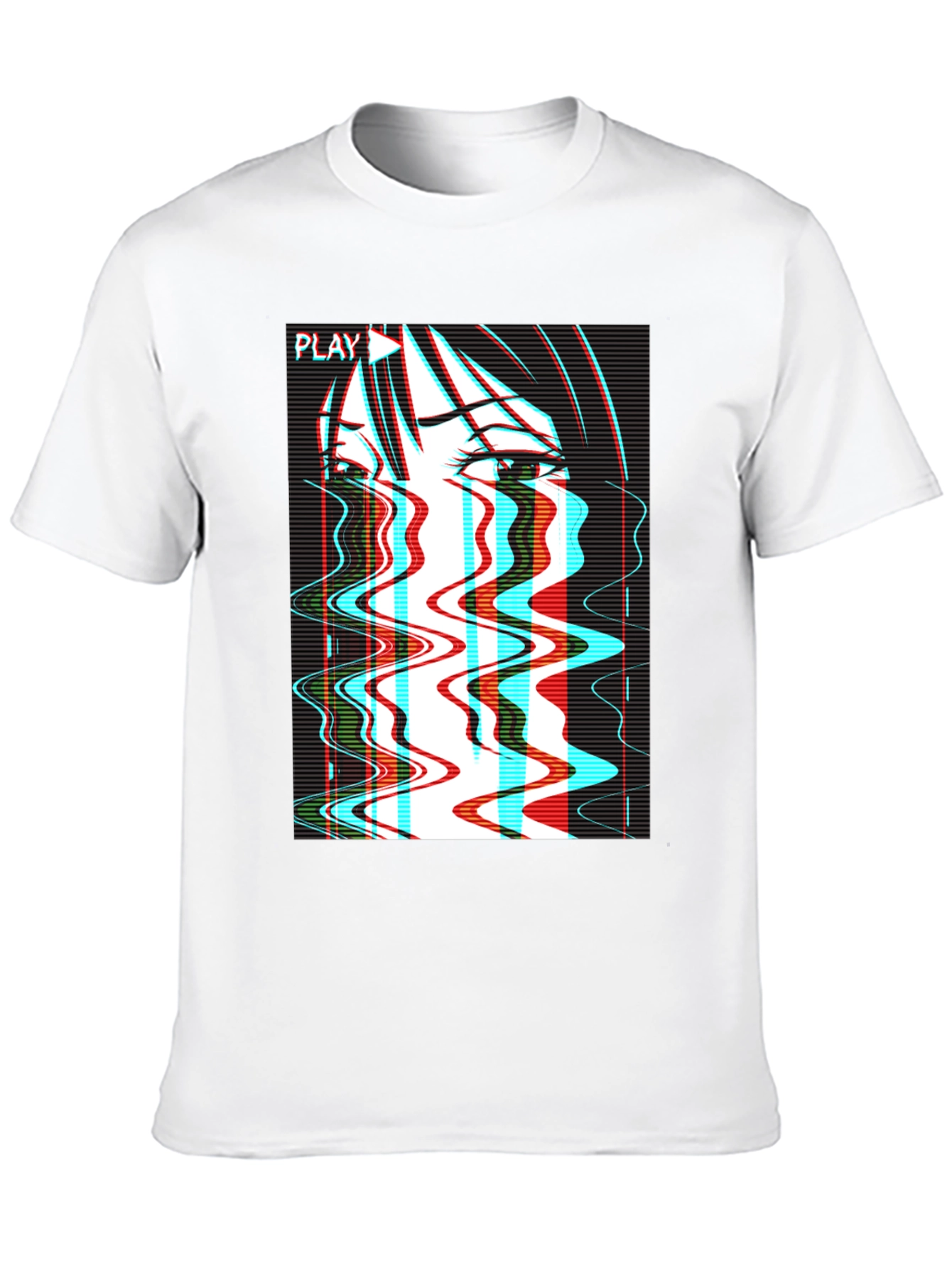 Black Glitch Anime T-Shirt - Vaporwave Aesthetic view 10