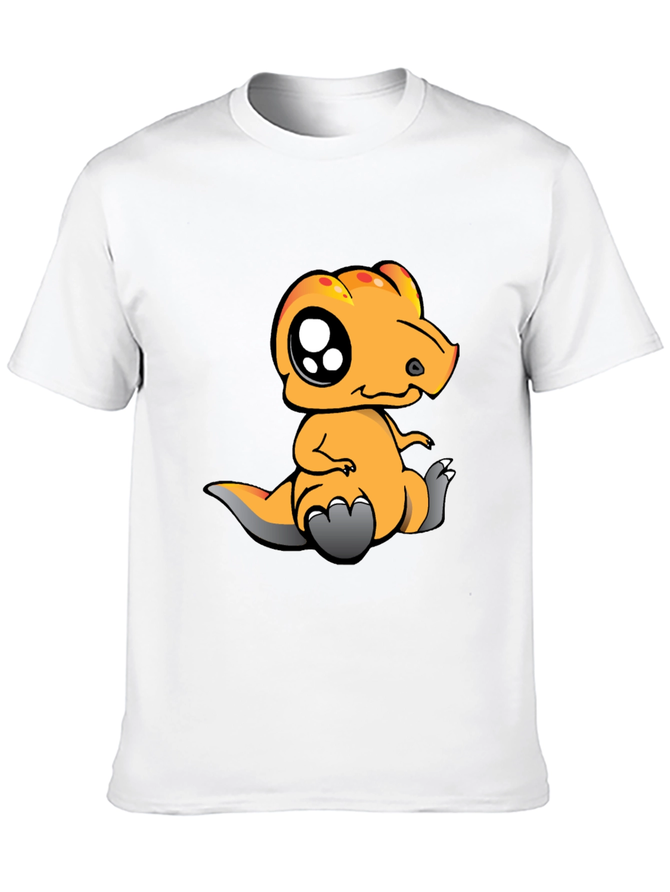 Black Cartoon Dinosaur Graphic Tee - Black Cotton T-Shirt view 10