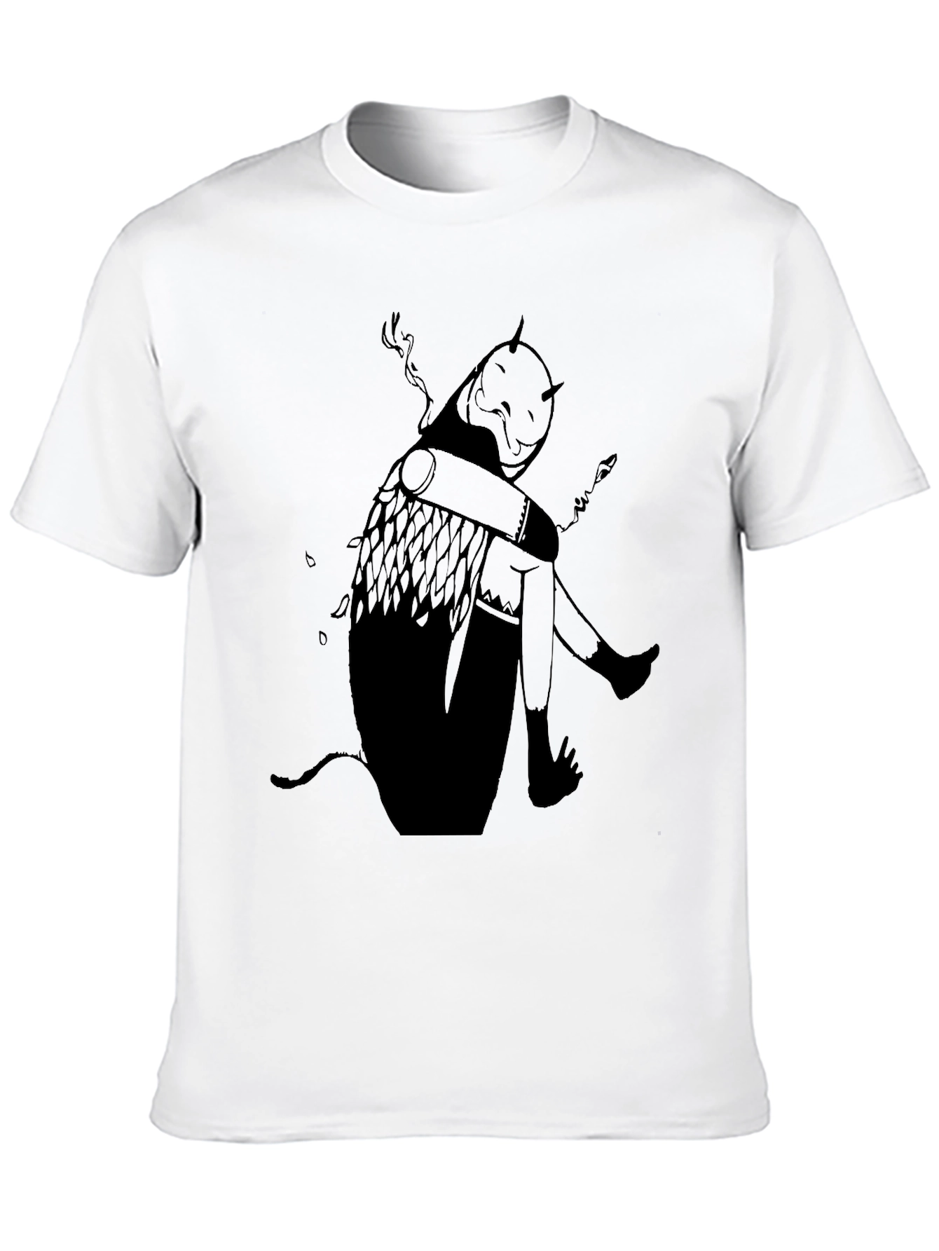 Black Graphic Print T-Shirt - Dark Art Style view 10