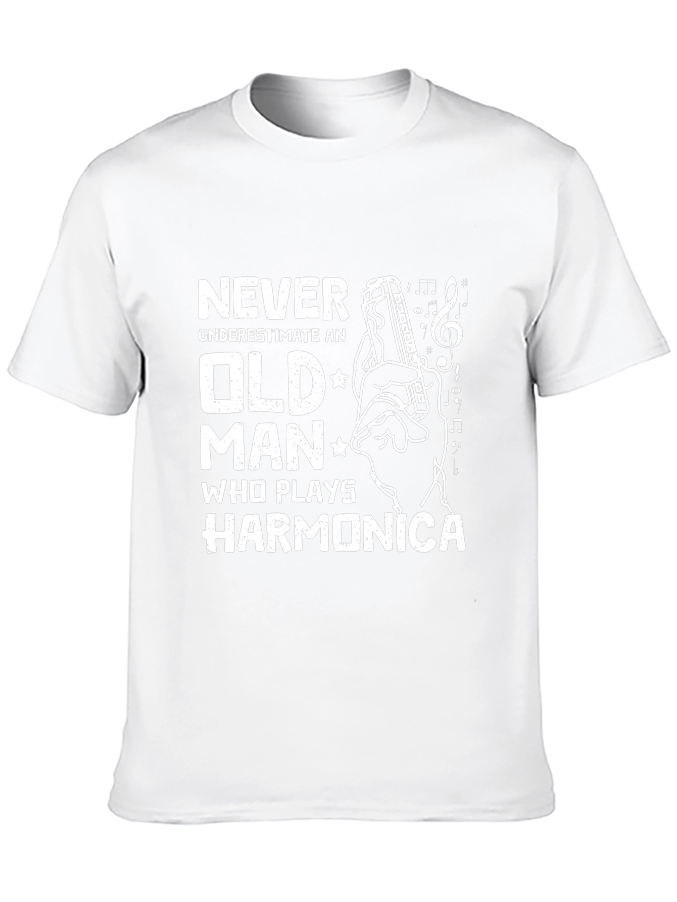 Black Never Underestimate Old Man Harmonica T-Shirt view 10