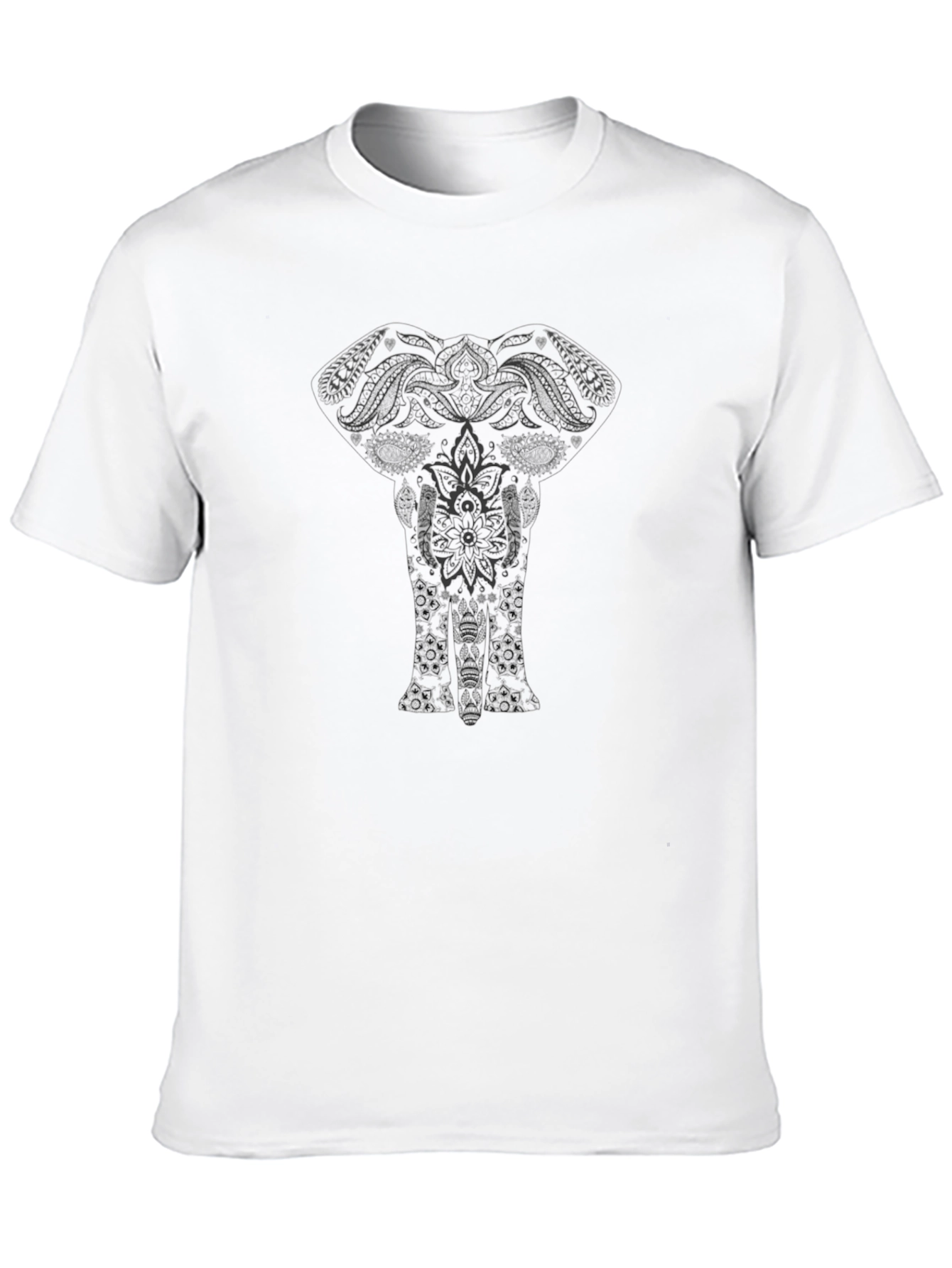 Black Elephant Mandala Graphic Black T-Shirt view 10