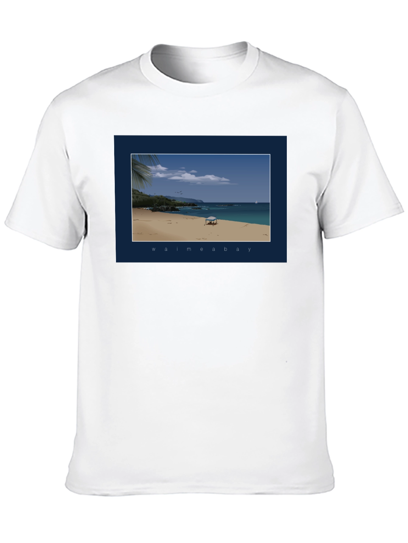 Black Waimea Bay Graphic T-Shirt - Beach Scene Print view 10