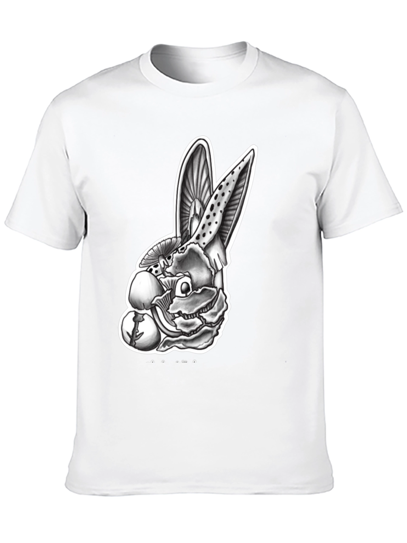 Black Mushroom Rabbit Graphic Tee - Unique Design view 10