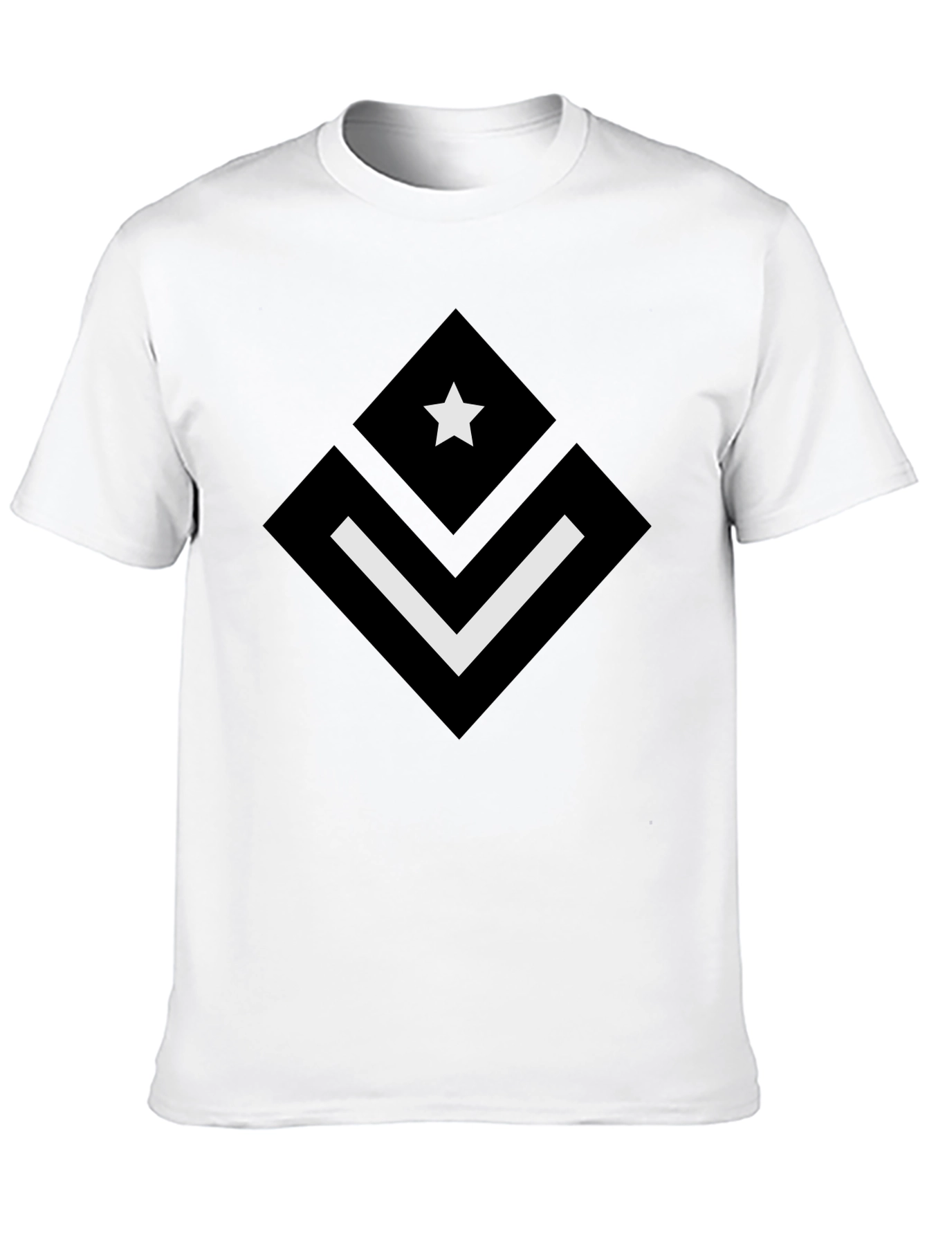 Black Modern Graphic Black T-Shirt - Star & Chevron Design view 10