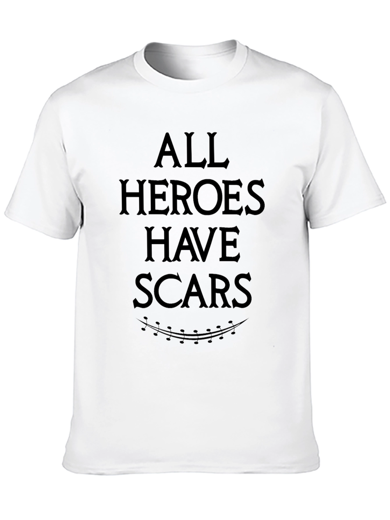 Black All Heroes Have Scars Graphic Tee - Black Cotton T-Shirt view 10