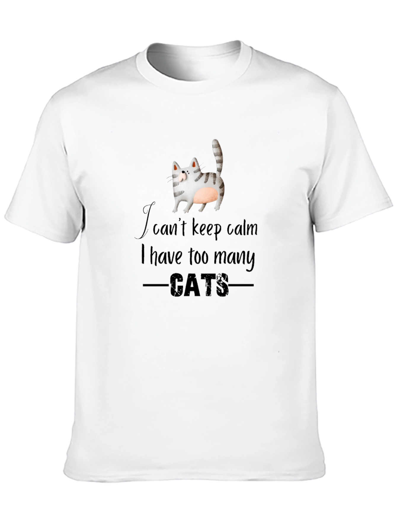 Black I Can't Keep Calm Too Many Cats Black Graphic Tee view 10