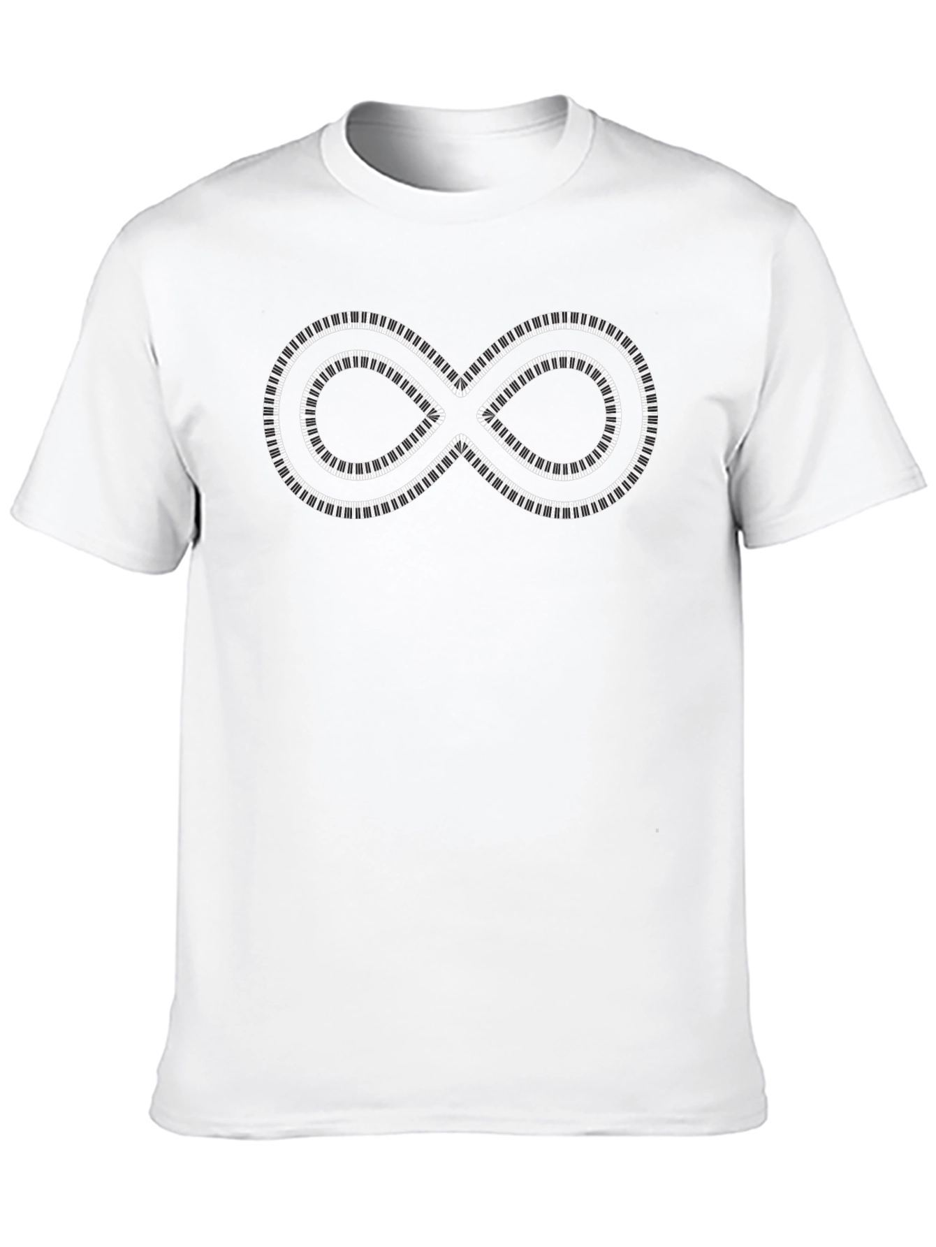 Black Infinity Piano Keys Graphic Tee - Music Lover's T-Shirt view 10