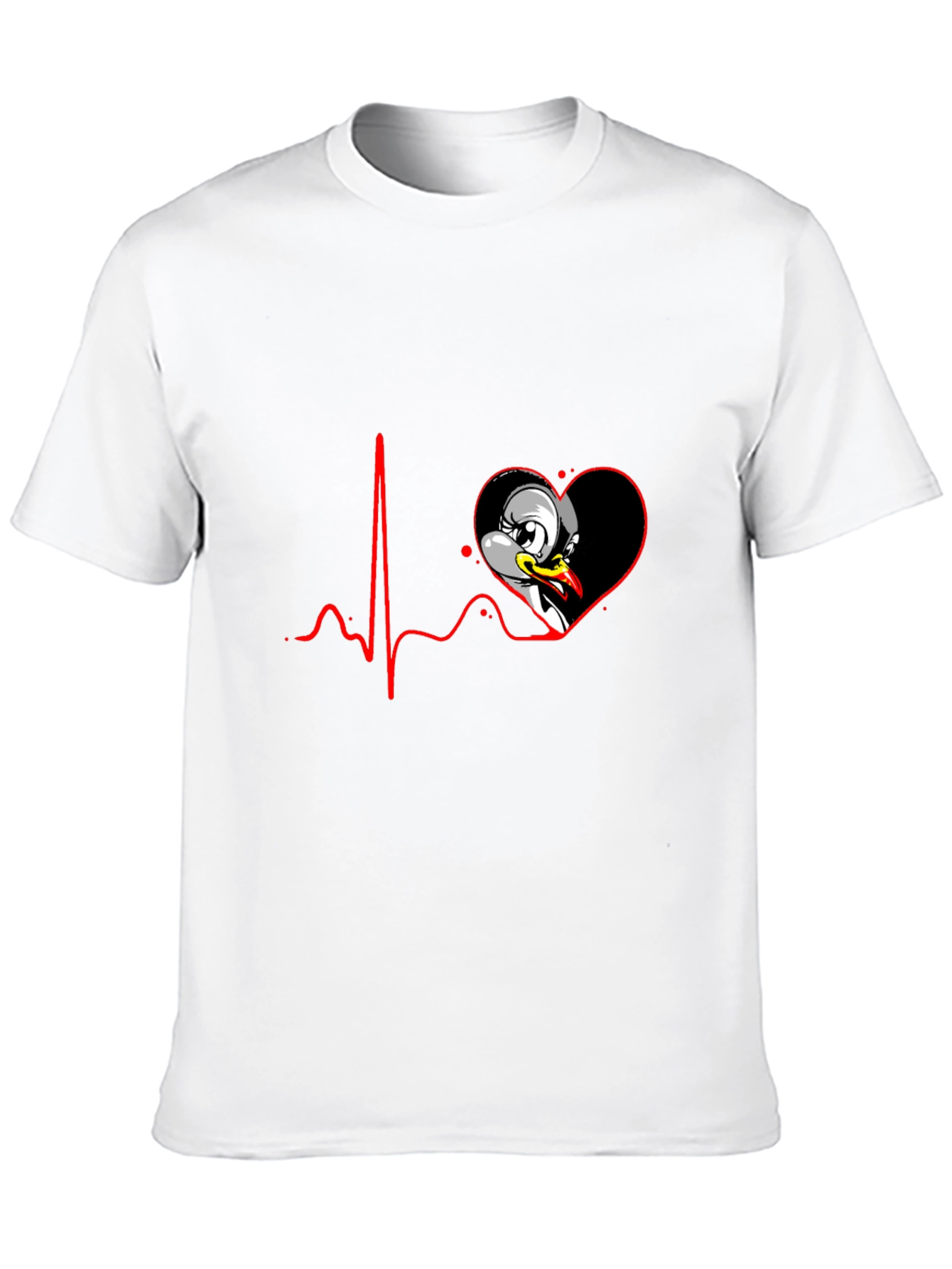 Black Cartoon Heartbeat Duck Tee view 10