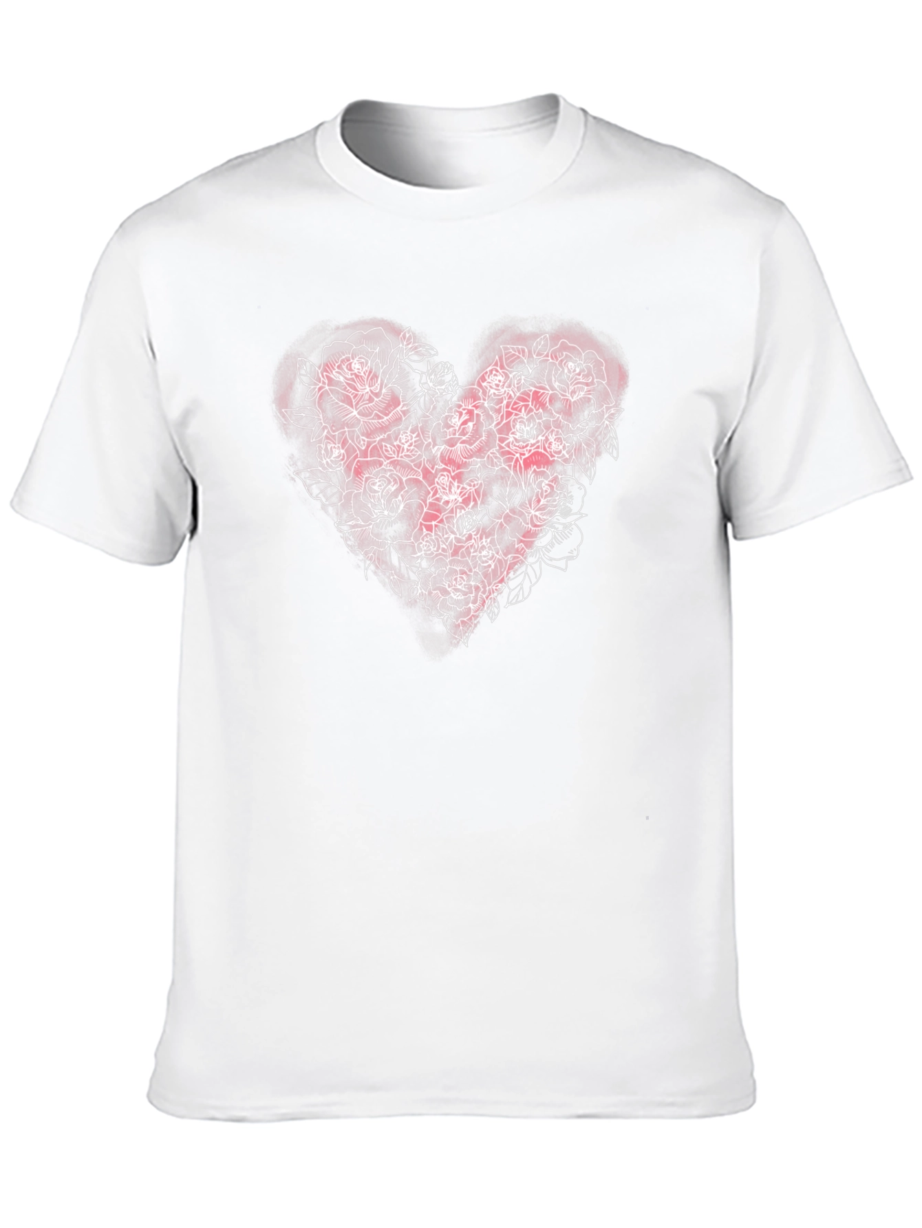 Black Floral Heart Rose T-Shirt - Black view 10