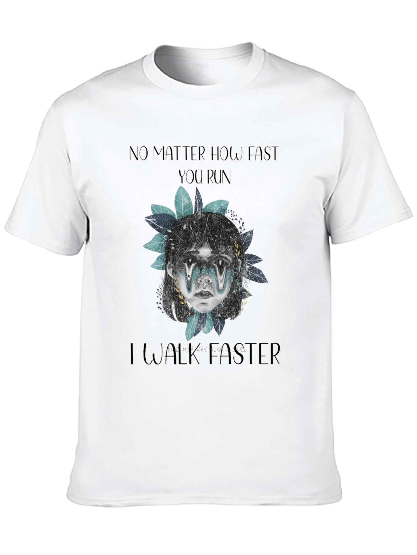 Black Humorous "I Walk Faster" Graphic Tee view 10