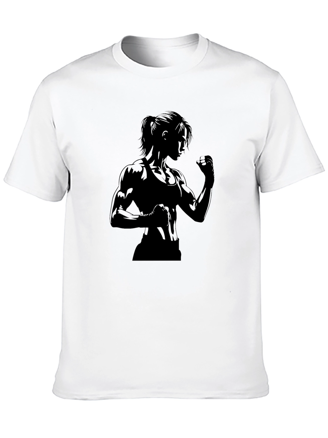 Black Black Graphic Tee: Strong Woman Silhouette view 10