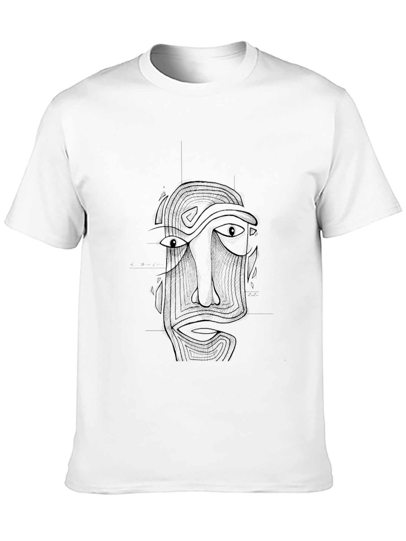 Black Abstract Face Graphic Tee - Modern Art T-Shirt view 10