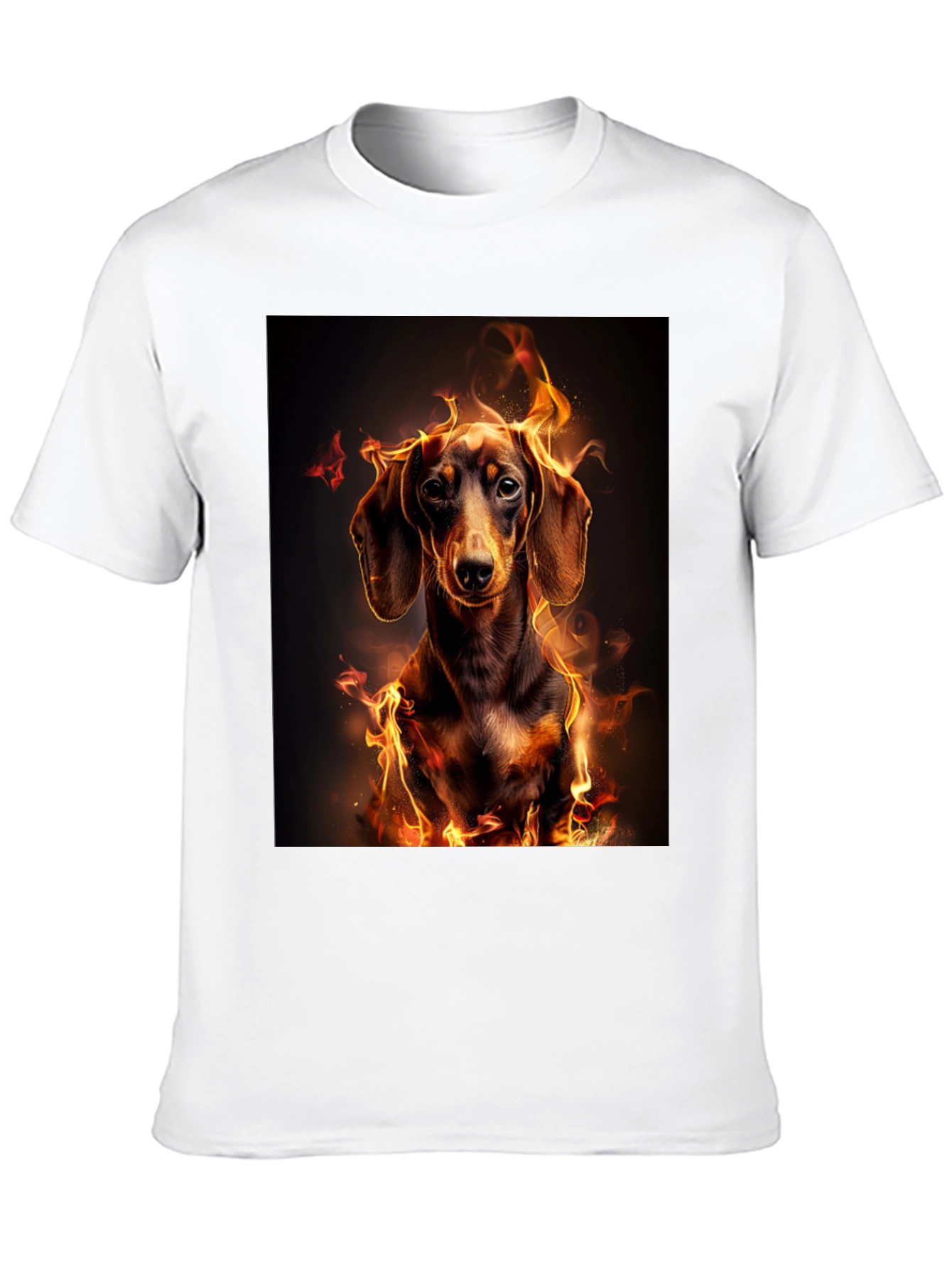 Black Fiery Dachshund Graphic Tee - Men's Black T-Shirt view 10