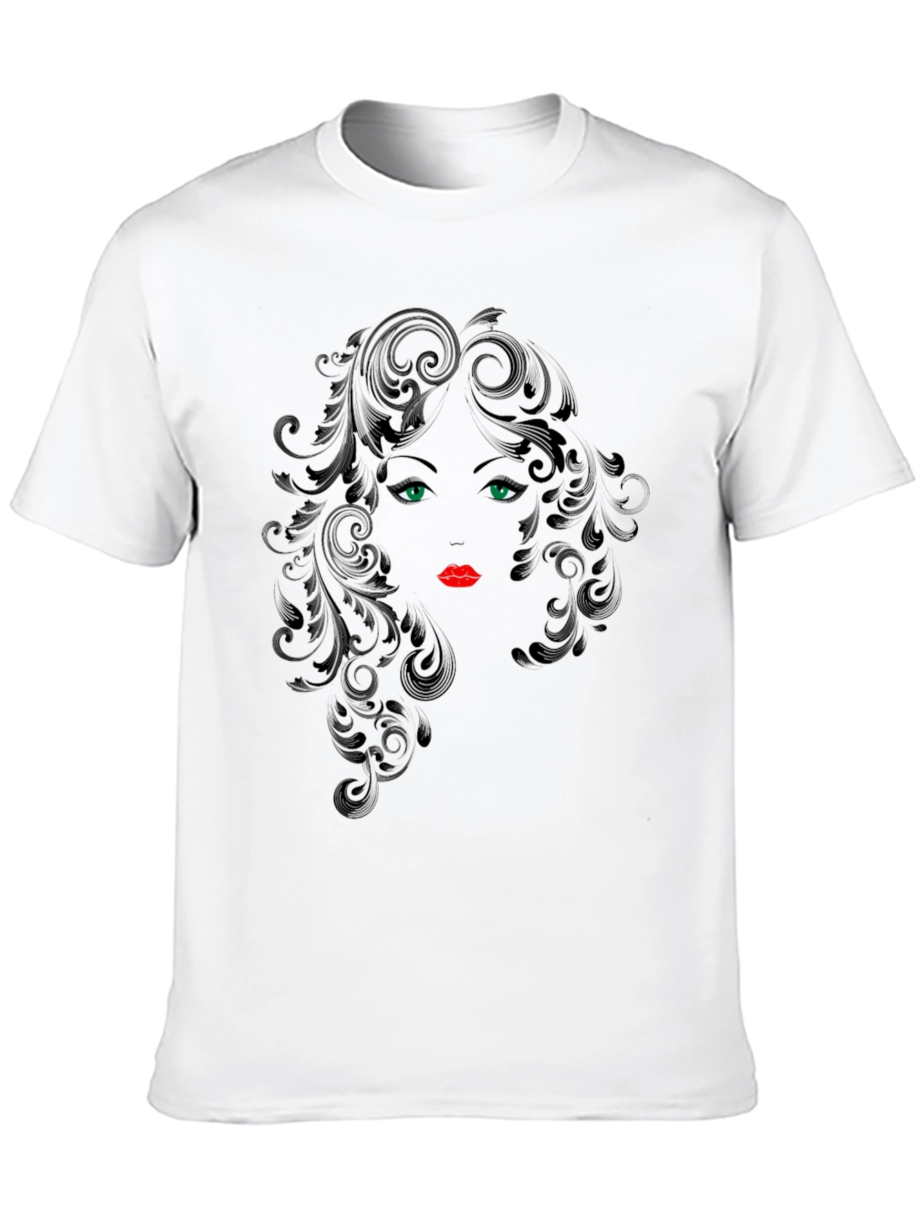 Black Elegant Woman Face Graphic Black T-Shirt view 10