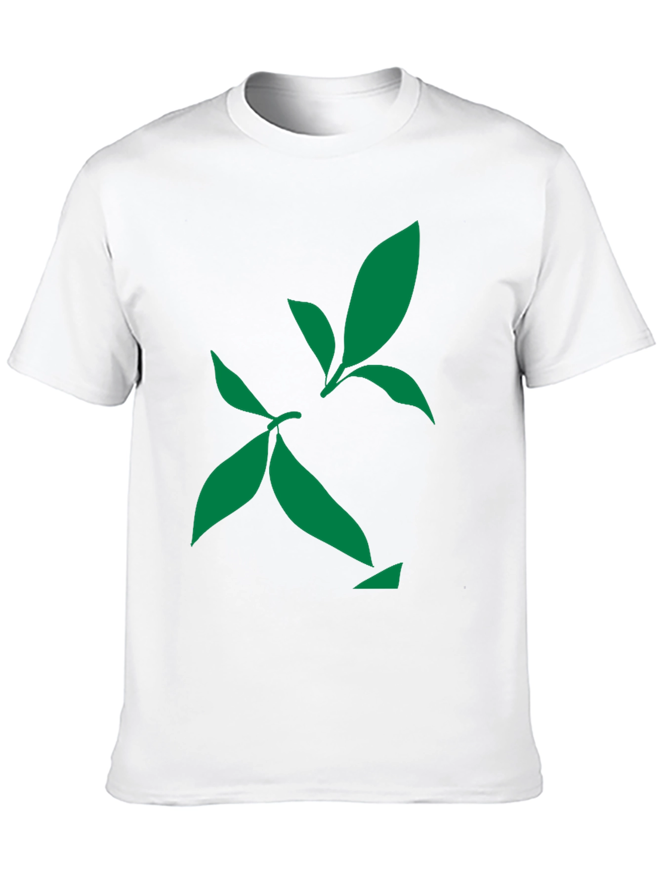 Black Green Leaf Design Black T-Shirt view 10