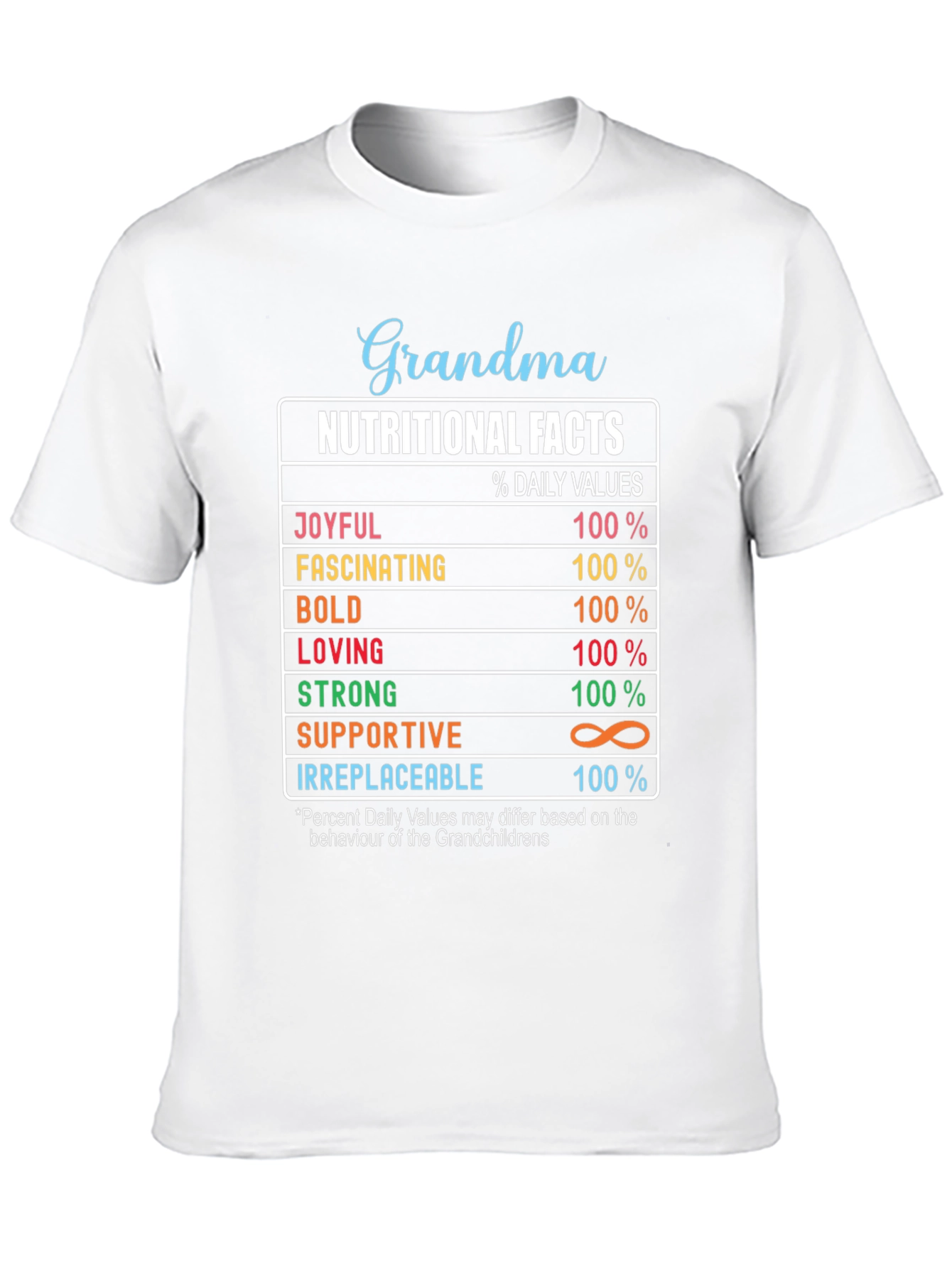 Black Grandma Nutritional Facts Graphic T-Shirt view 10