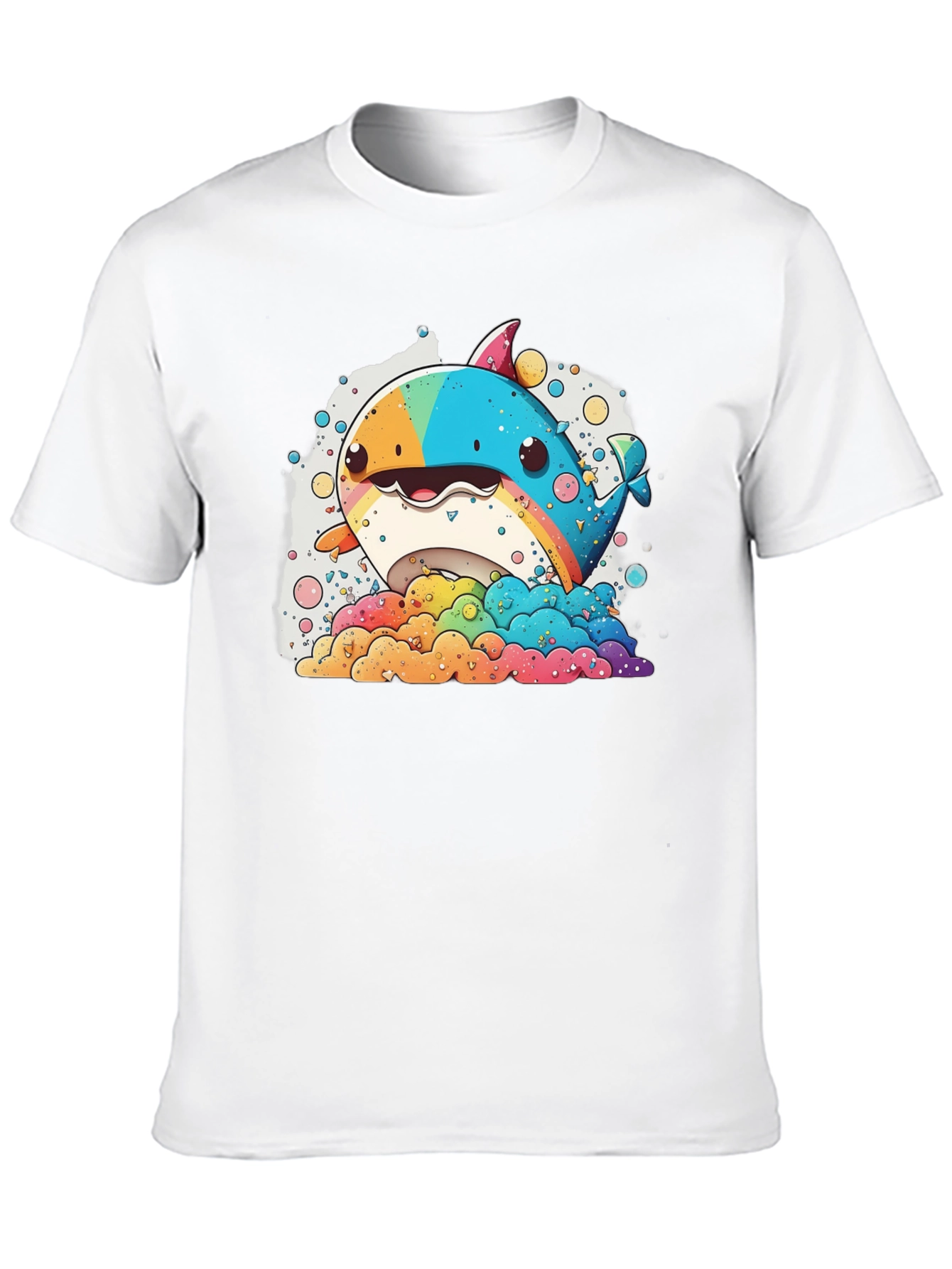 Black Rainbow Whale Graphic Tee - Fun & Colorful Design view 10