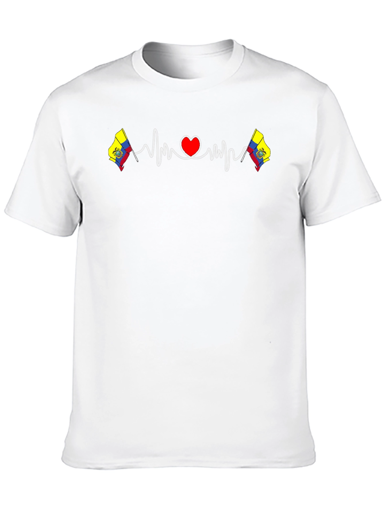 Black Ecuador Flag Heartbeat Graphic T-Shirt view 10