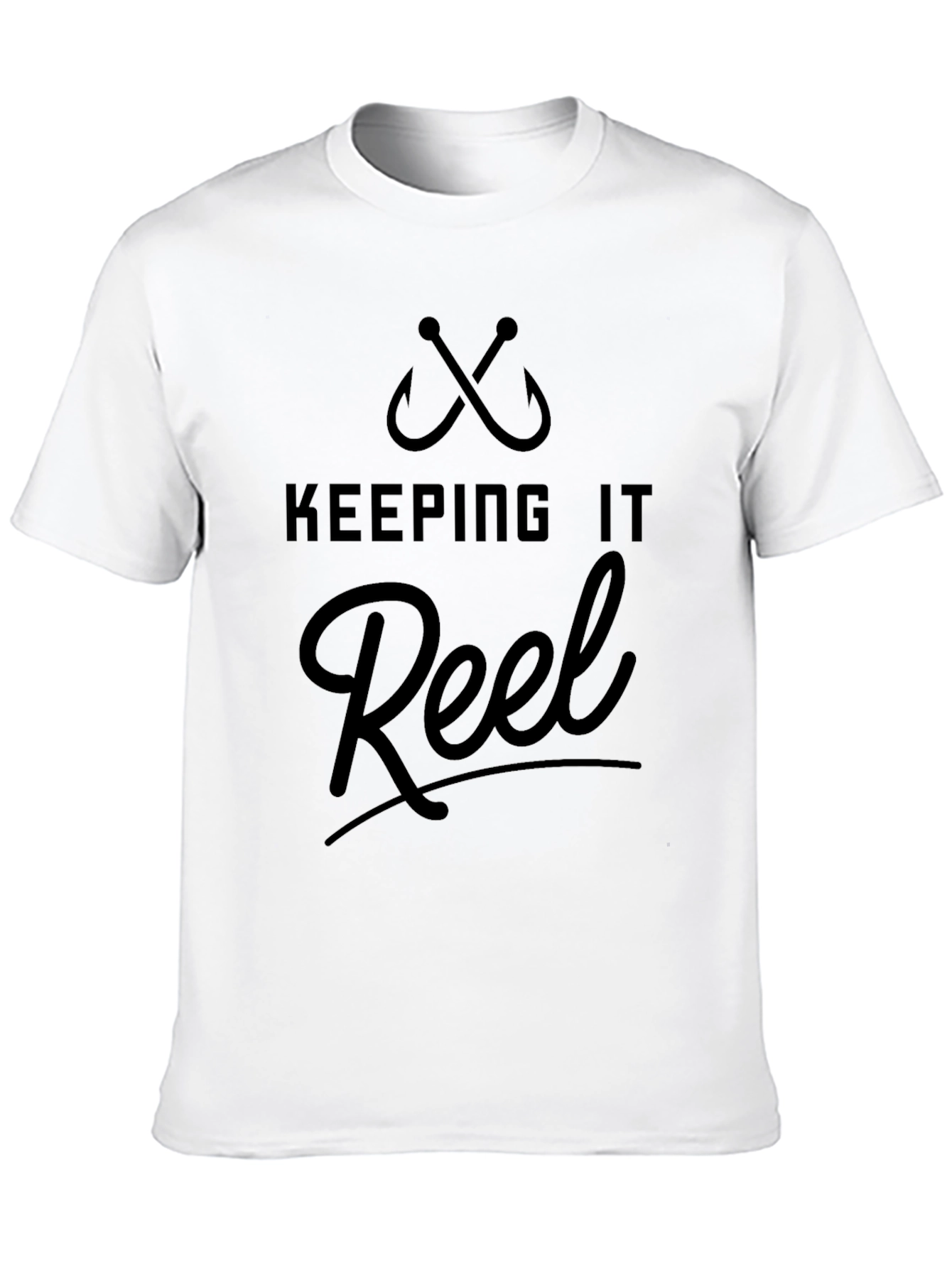 Black Keeping it Reel Black T-Shirt - Fishing Hook Design view 10