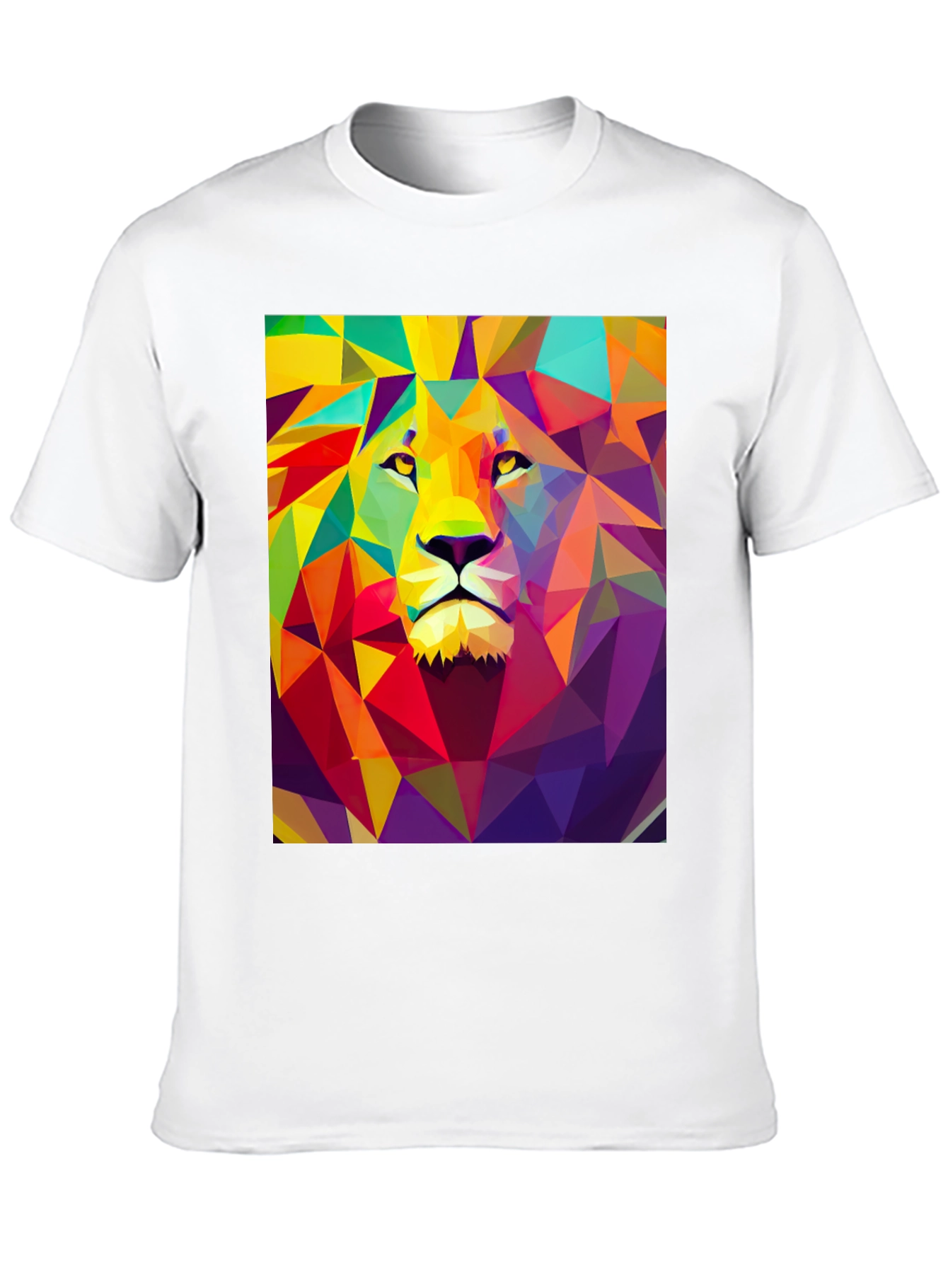 Black Geometric Lion Graphic Tee - Black Cotton Comfort view 10