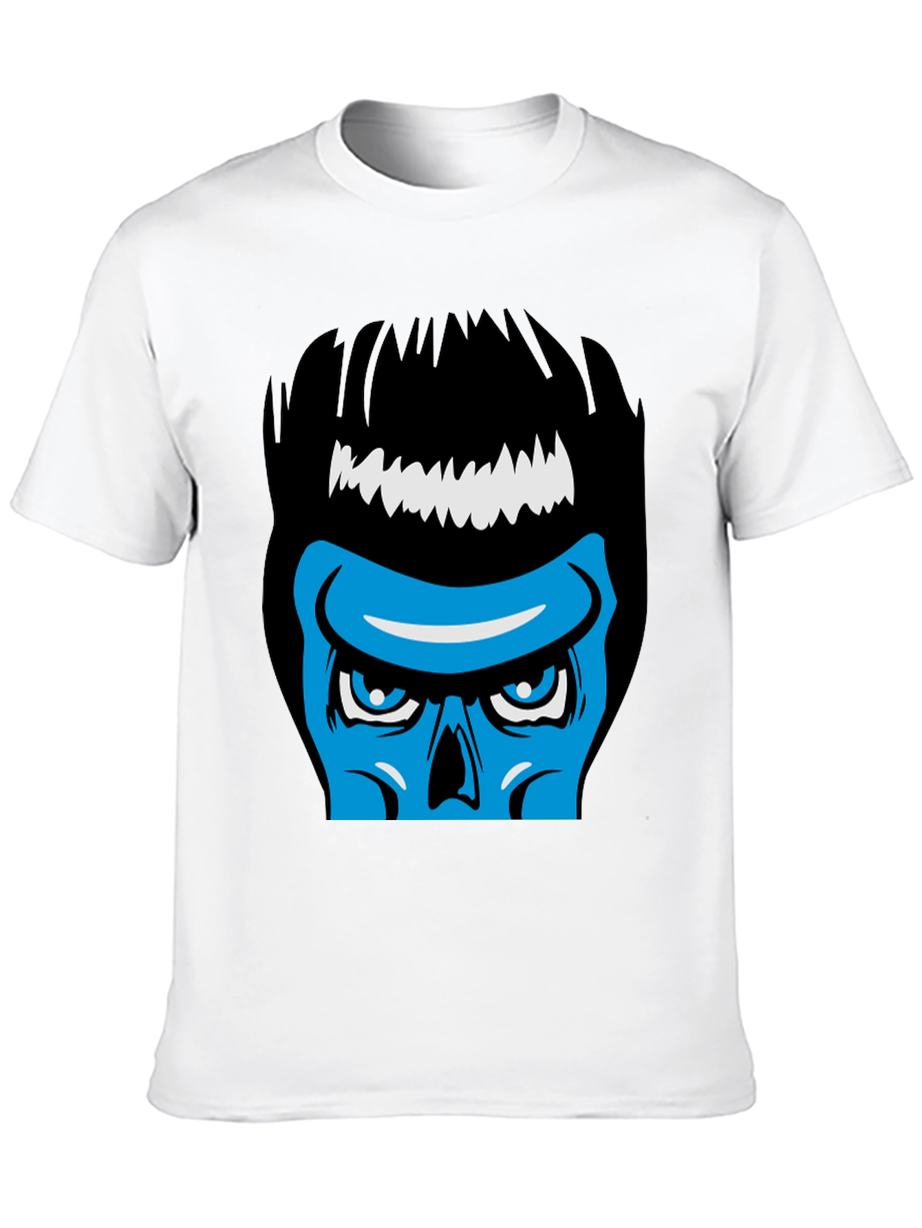Black Blue Skull Graphic Black T-Shirt - Cool & Edgy Design view 10