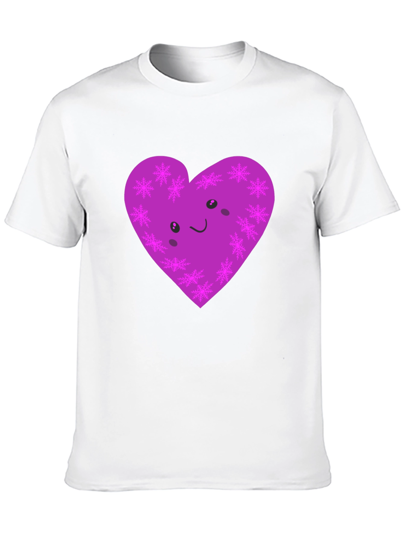 Black Cute Purple Snowflake Heart Graphic T-Shirt view 10