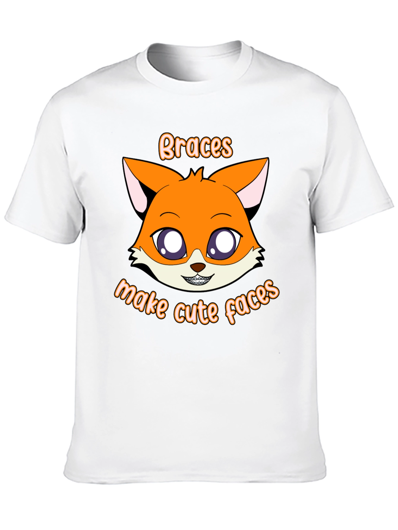 Black Cute Fox Braces T-Shirt - Make Cute Faces! view 10