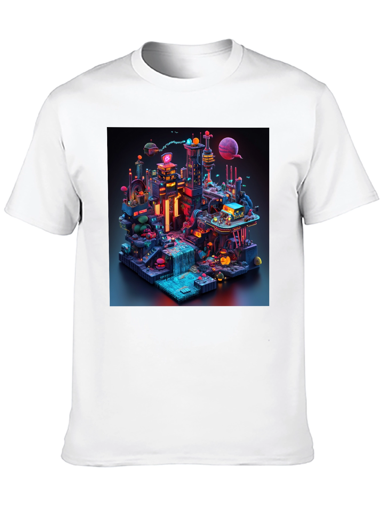 Black Futuristic Cityscape Graphic Tee view 10