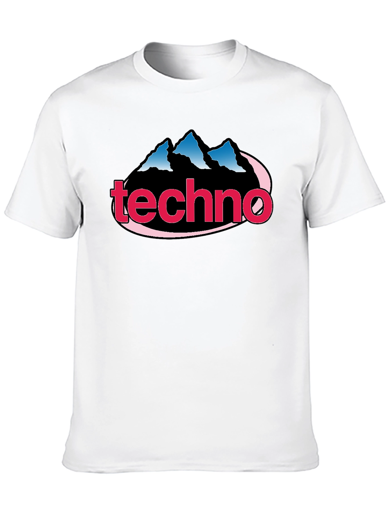 Black Techno Music Graphic Tee - Classic Style, Mountain Logo view 10