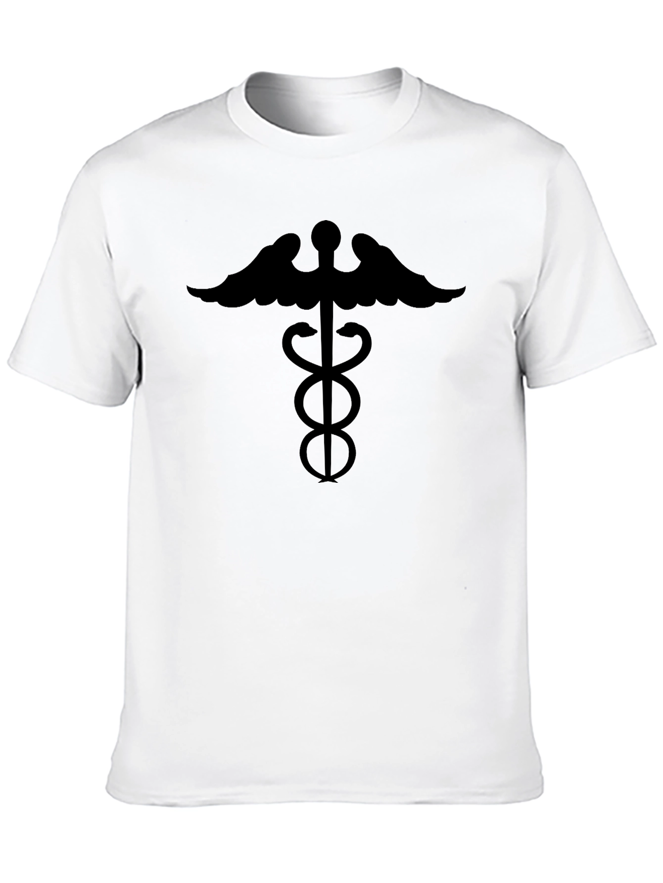 Black Caduceus Symbol Graphic T-Shirt view 10