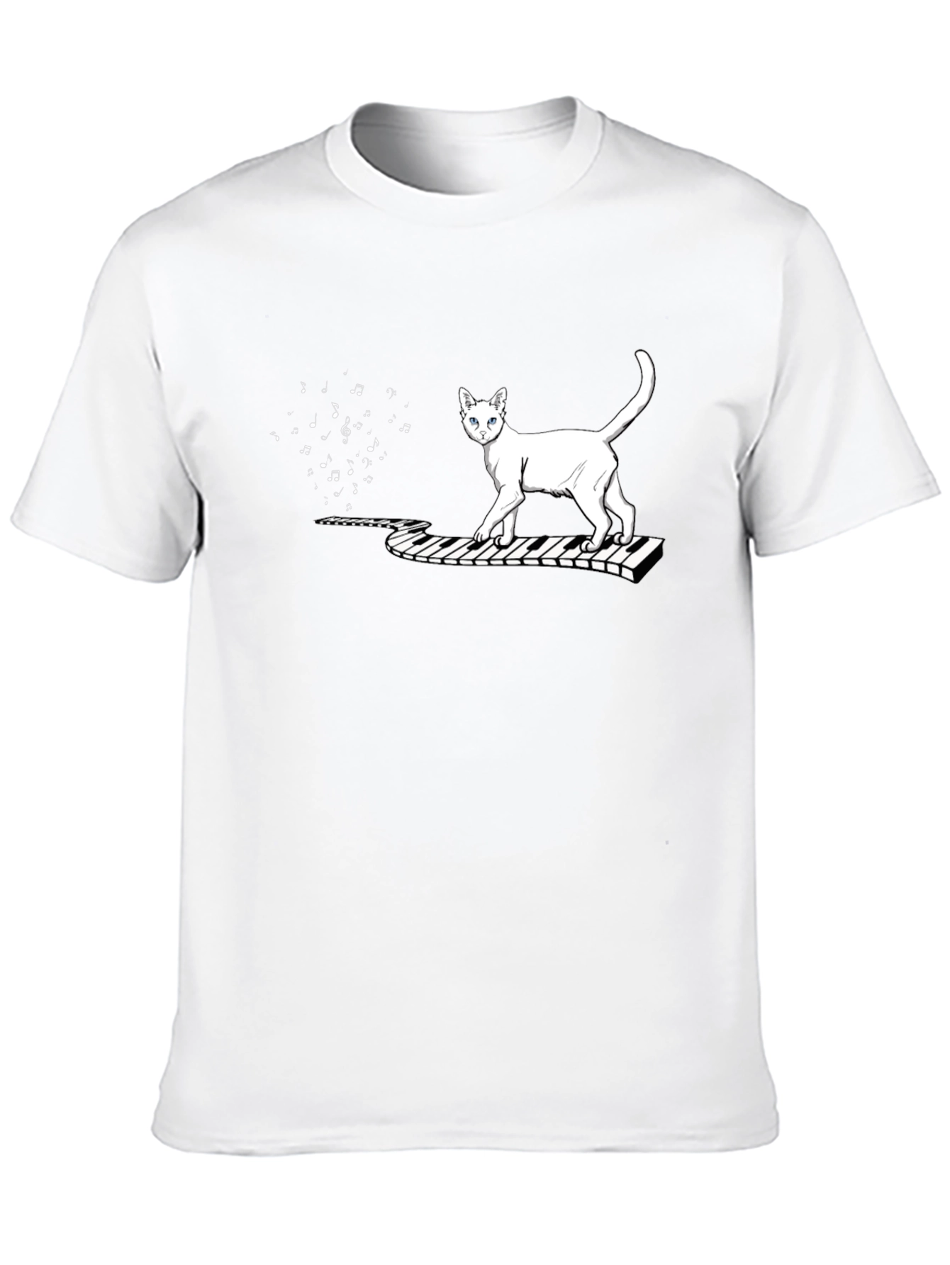 Black Cat Keyboard Music T-Shirt view 10
