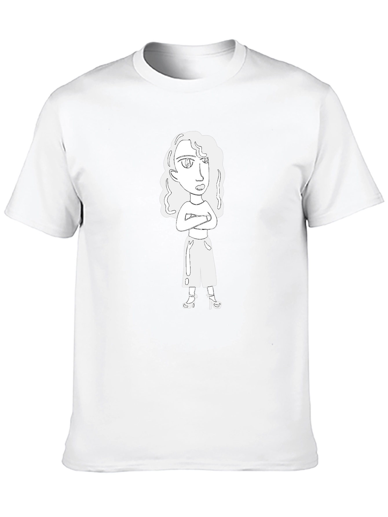 Black Cartoon Woman Graphic Tee - Black view 10
